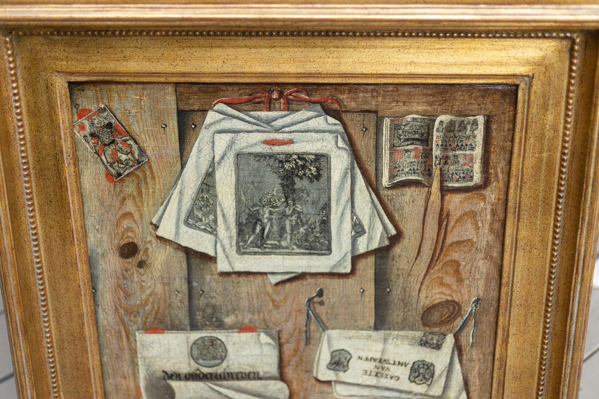 A Trompe l'oeil Still Life - Brown Still-Life Painting by Jacobus Plasschaert