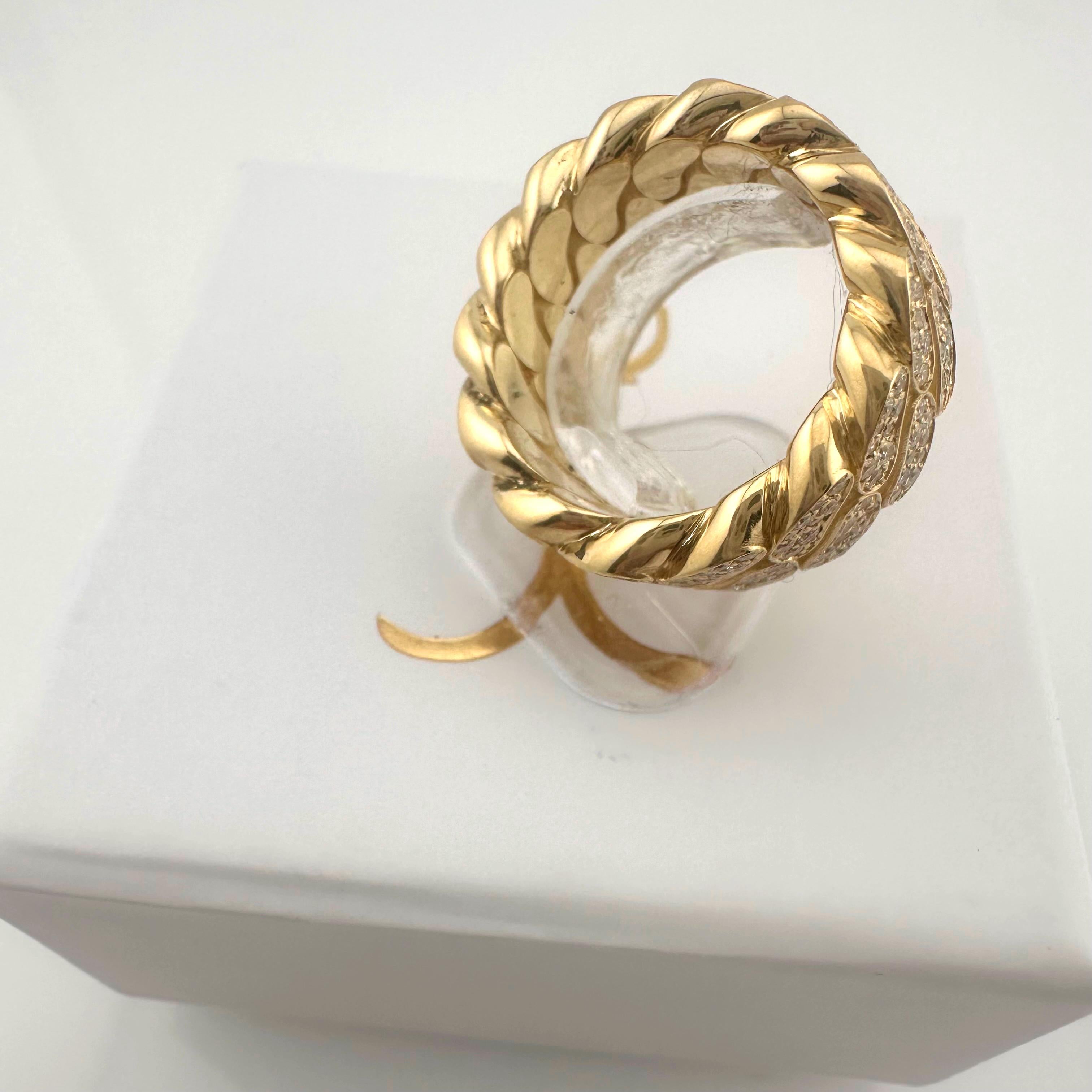 JACOJE Cuban Link Diamond 10 mm 14k Yellow Gold Band Ring For Sale 2