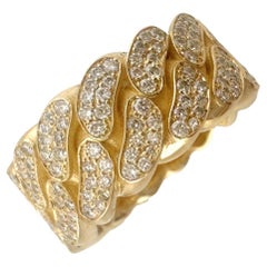 JACOJE Bague à maillons cubains de 10 mm en or jaune 14 carats