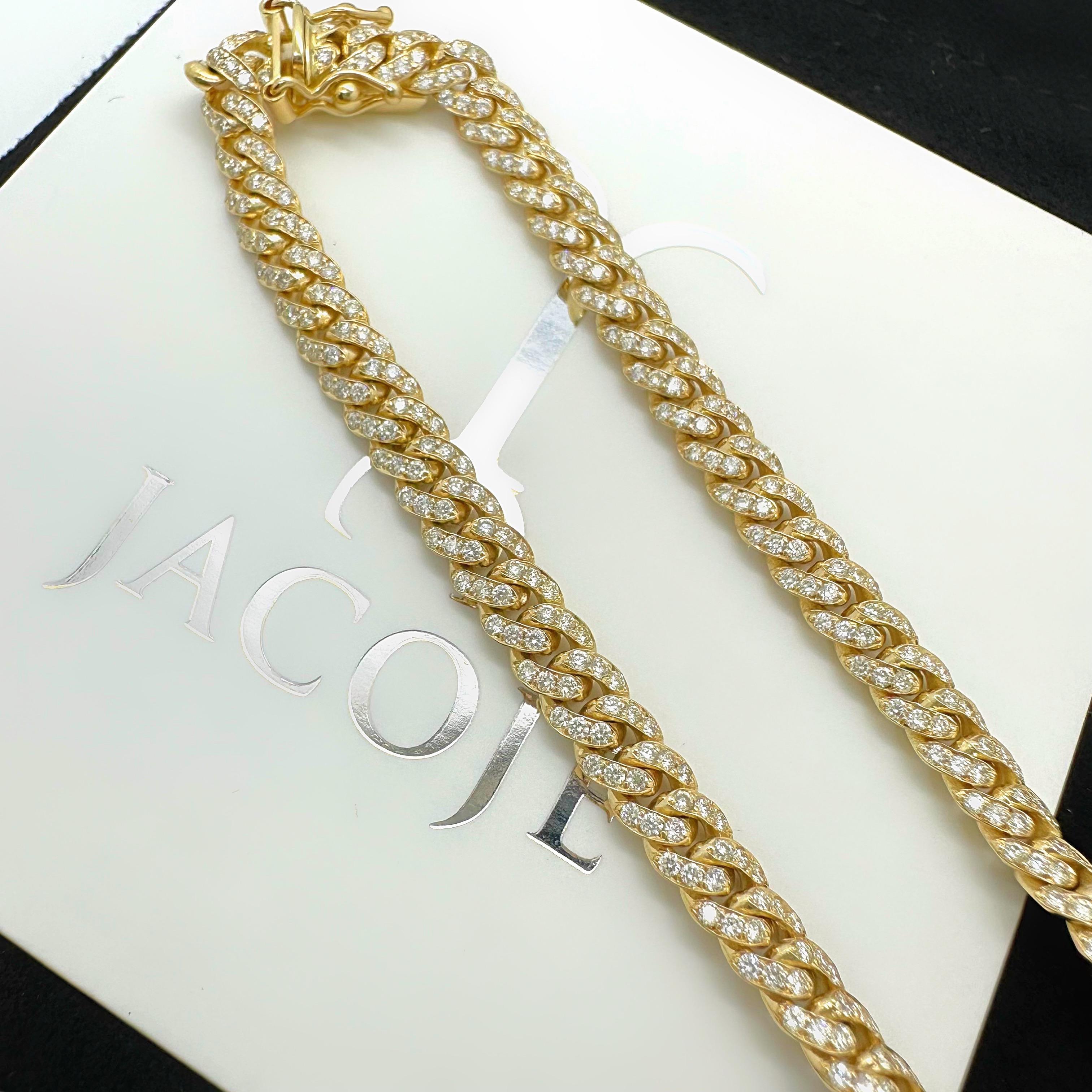 JACOJE Diamond Miami Cuban Link Bracelet in 14k Yellow Gold 7