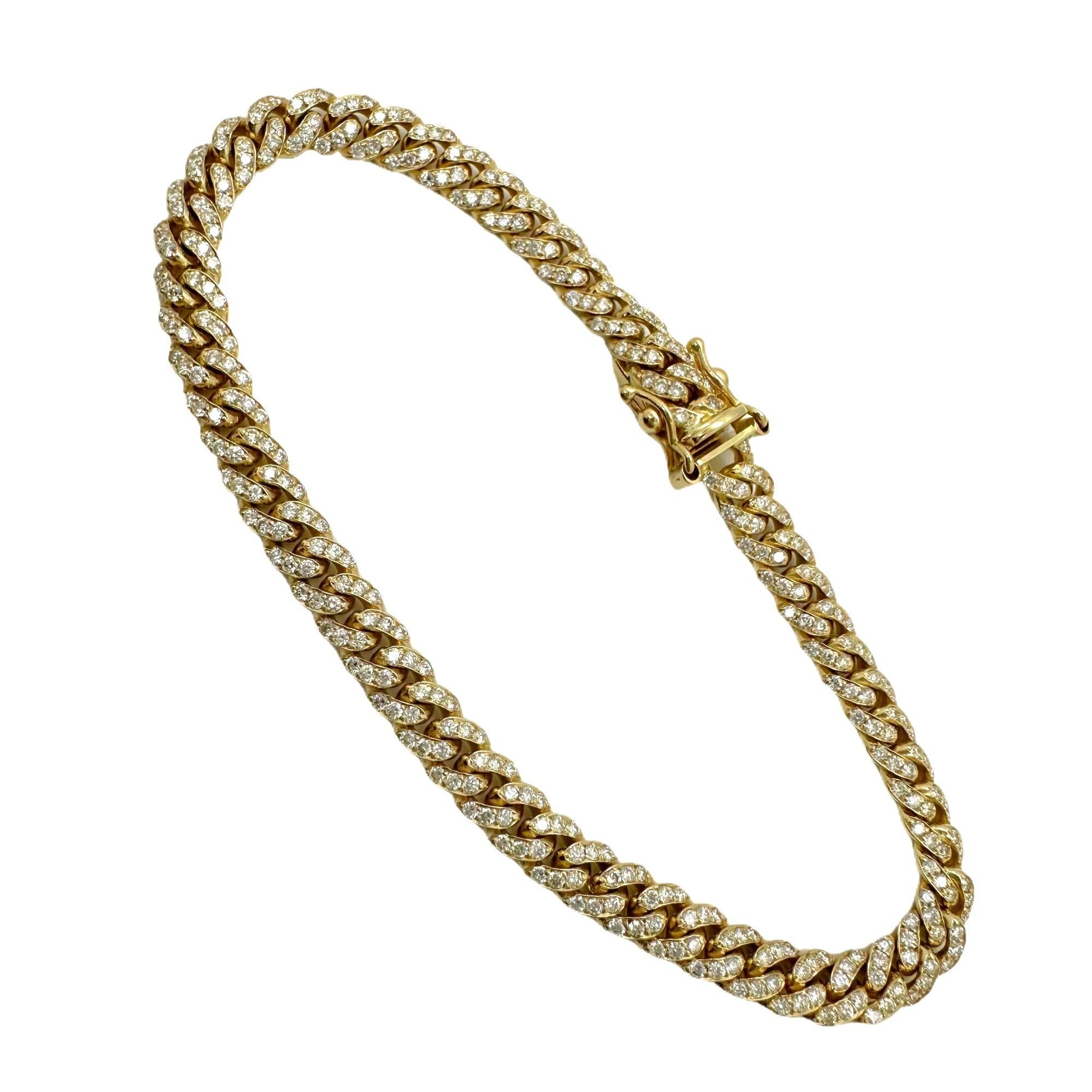 Round Cut JACOJE Diamond Miami Cuban Link Bracelet in 14k Yellow Gold