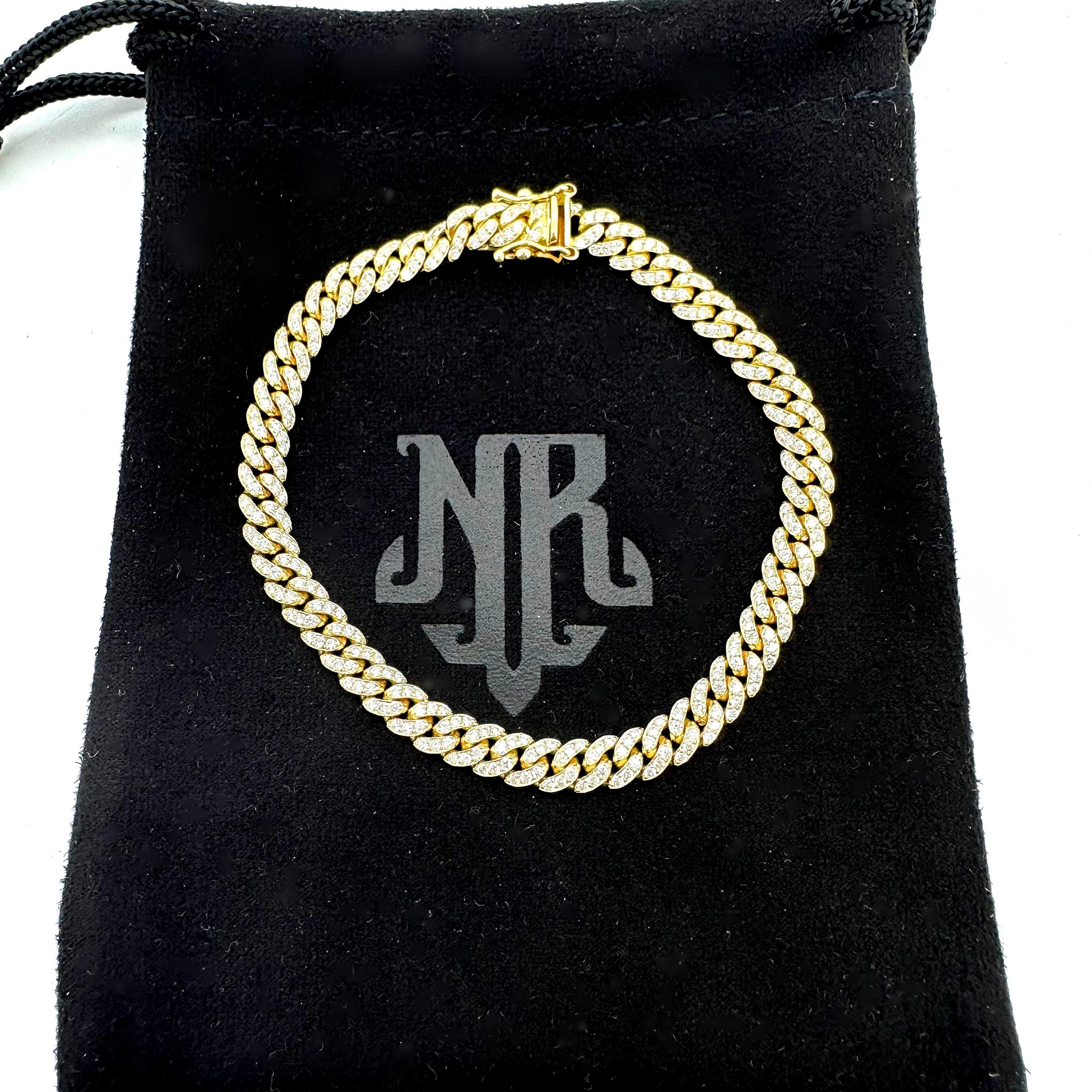 JACOJE Diamond Miami Cuban Link Bracelet in 14k Yellow Gold 1
