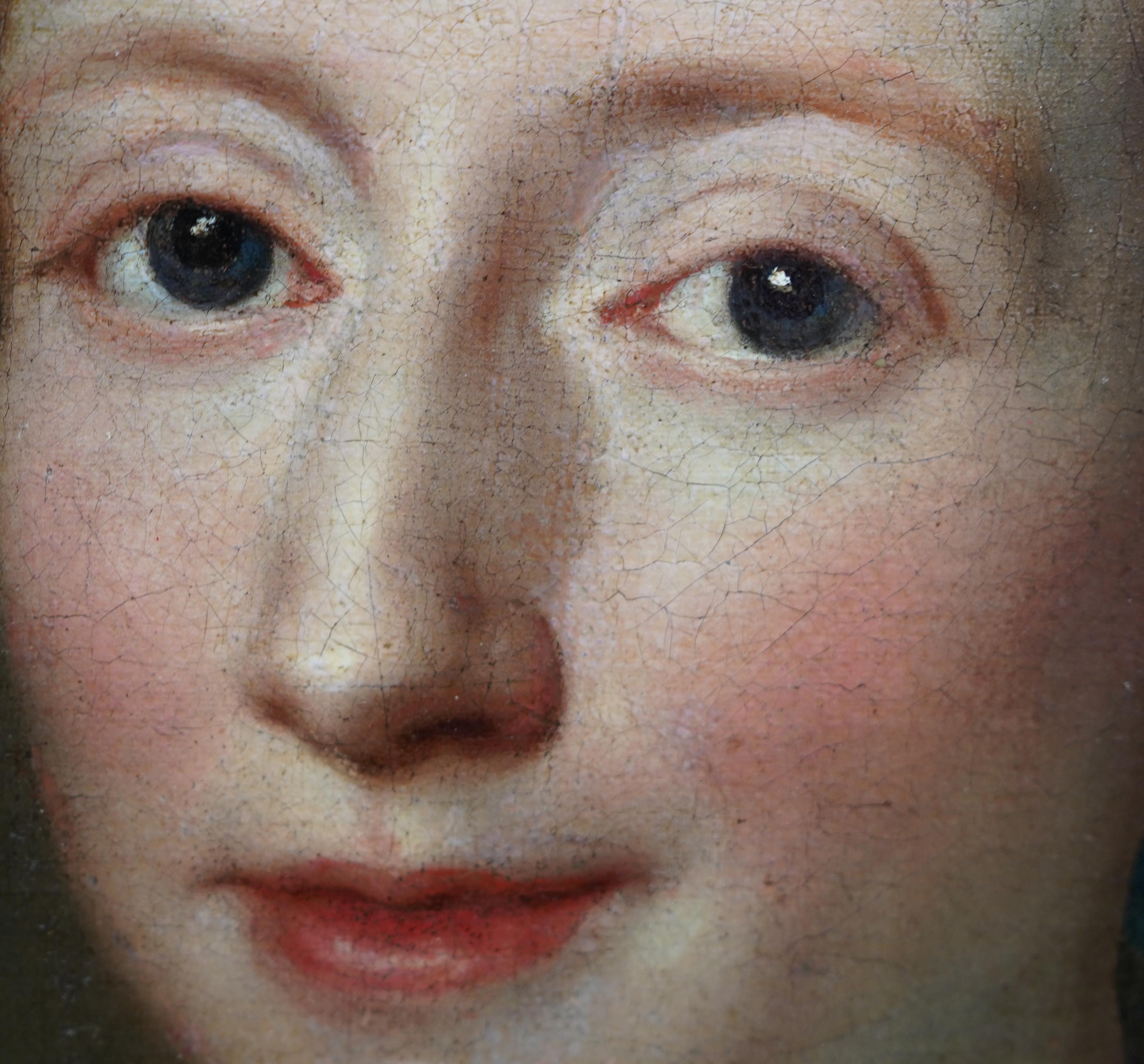 Retrato de dama con manto rosa - Pintura al óleo barroca italiana del siglo XVIII 3