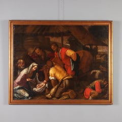 Dipinto Seguace di Jacopo da Bassano Adorazione dei Pastori XVII secolo