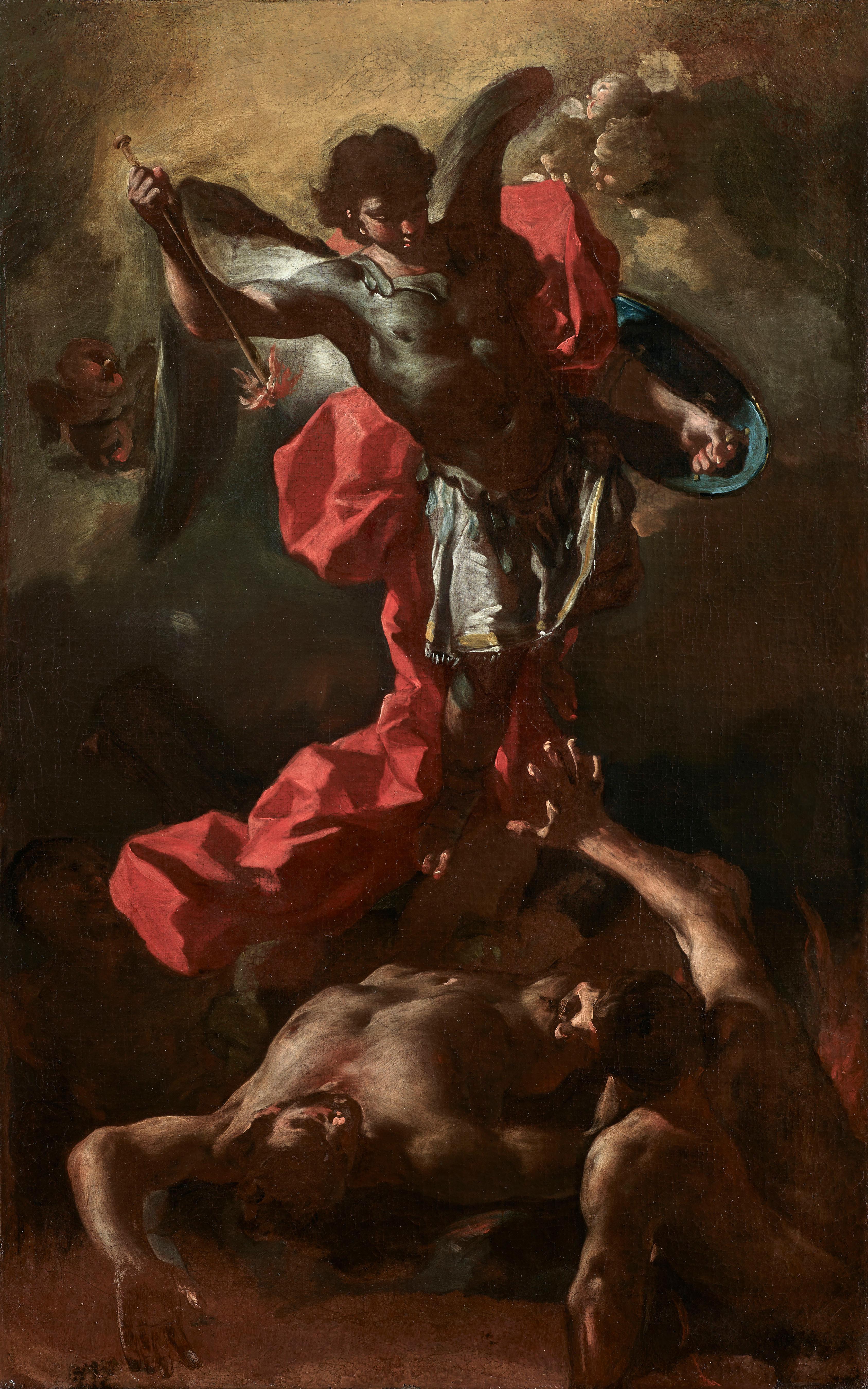 Michael erschlägt die Rebel Angels – Painting von Jacopo Cestaro