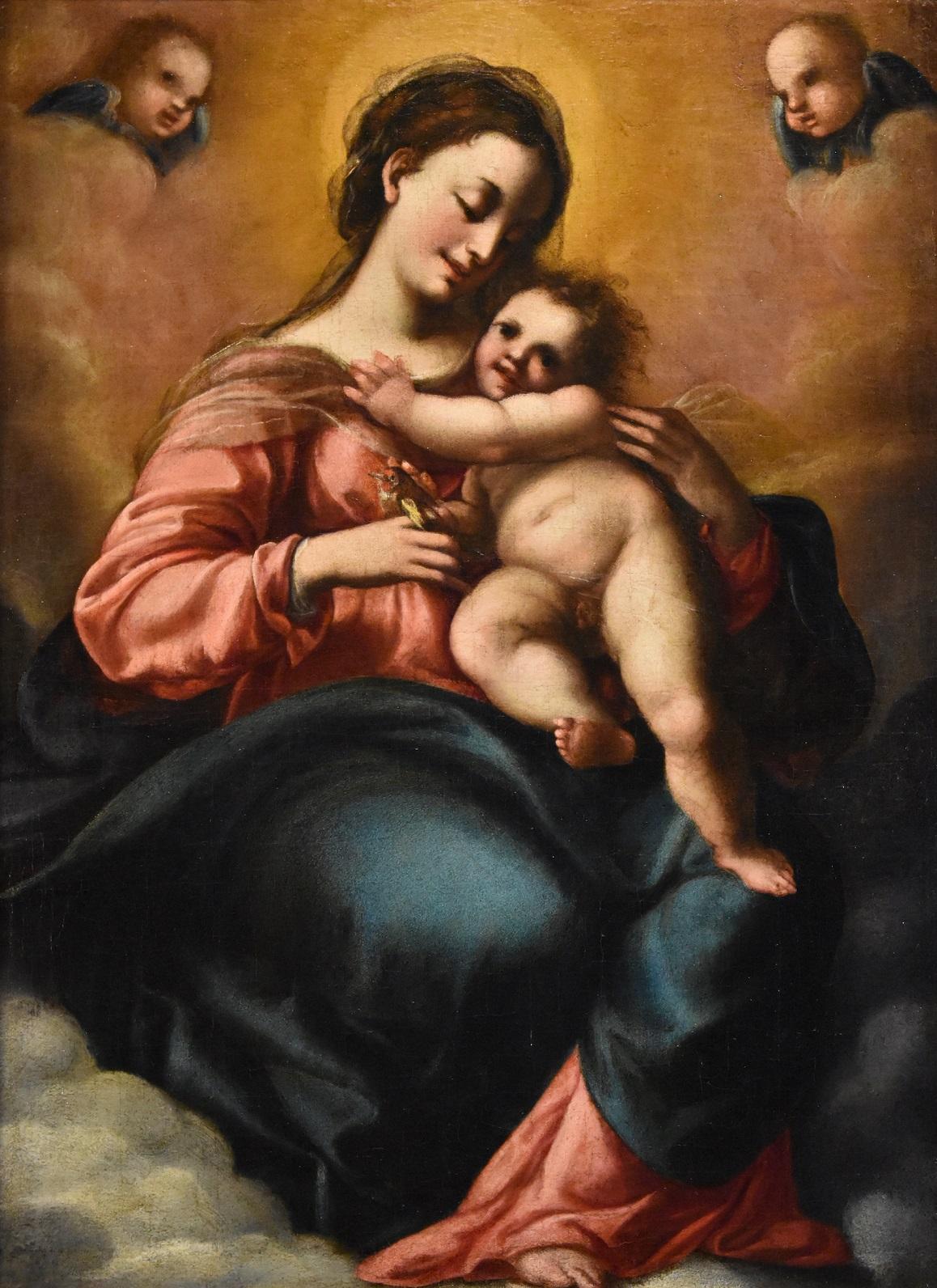 Confortini Maria Madonna Engel Gemälde Öl auf Leinwand Alter Meister 17. Jahrhundert Italien (Alte Meister), Painting, von Jacopo Confortini (Florence 1602-1672)