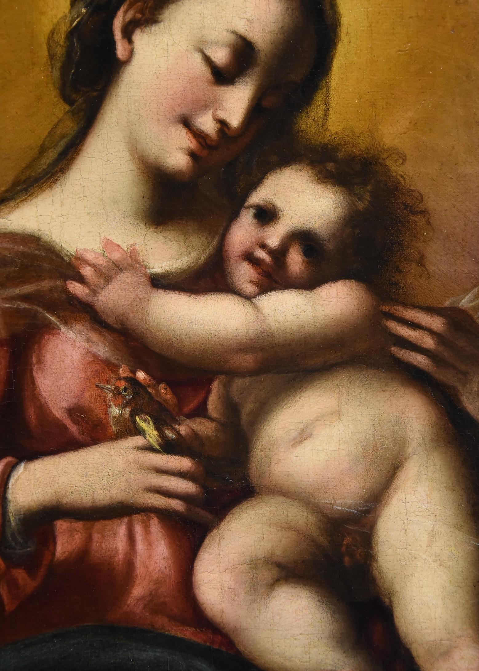 Confortini Mary Madonna Angels Paint Oil on canvas Old master 17th Century Italy For Sale 2