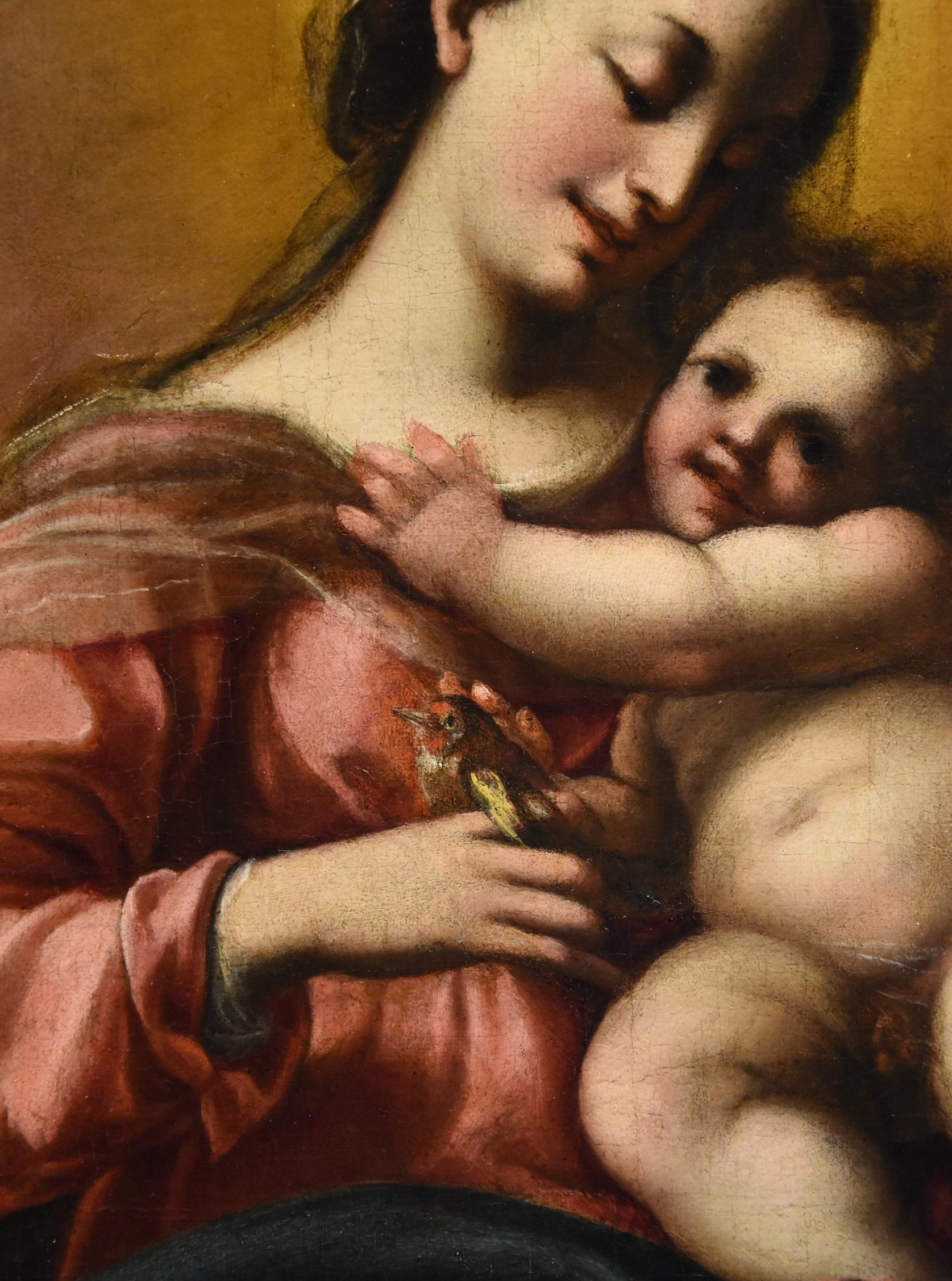 Confortini Mary Madonna Angels Paint Oil on canvas Old master 17th Century Italy For Sale 3