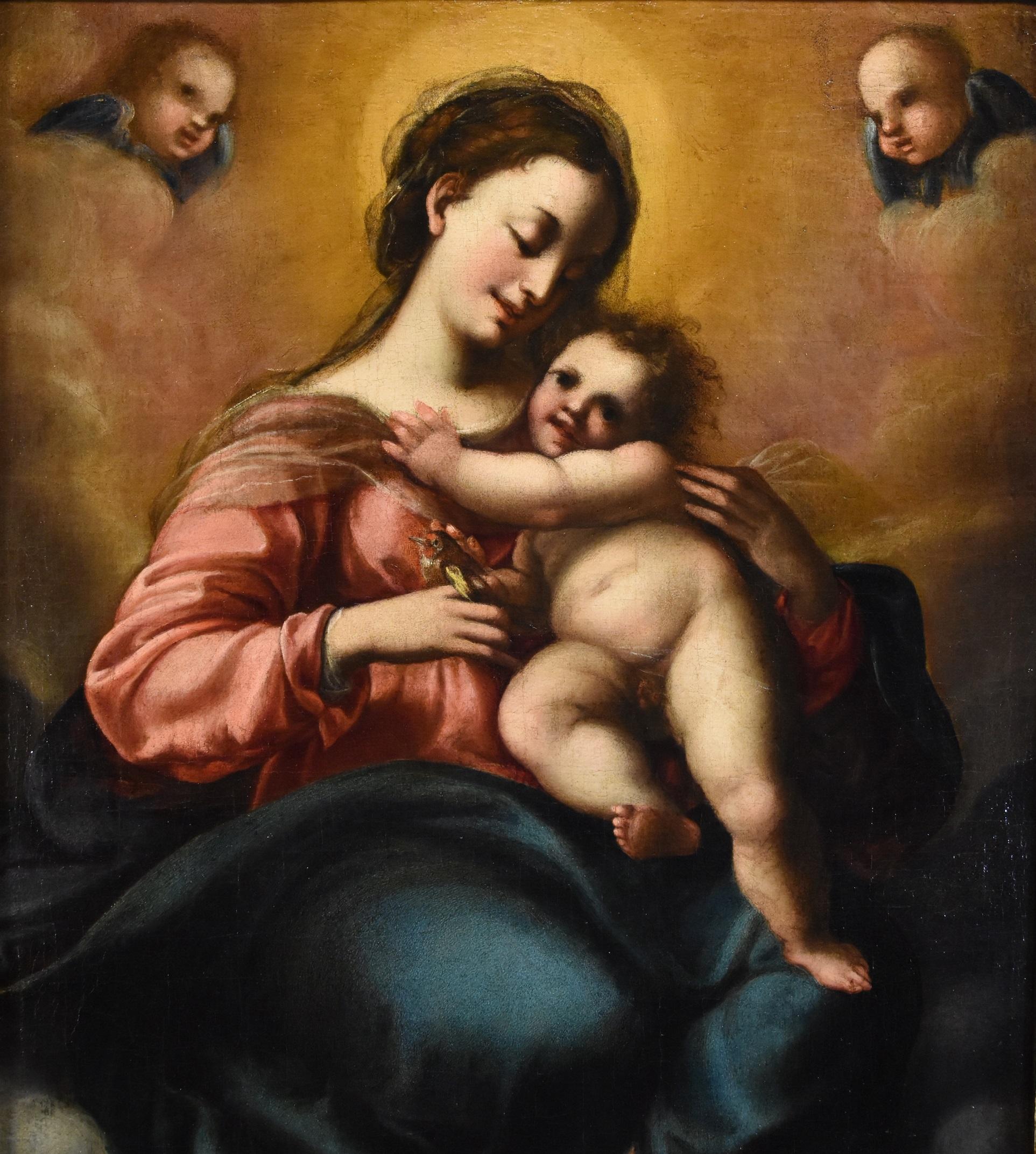 Confortini Mary Madonna Angels Paint Oil on canvas Old master 17th Century Italy For Sale 4