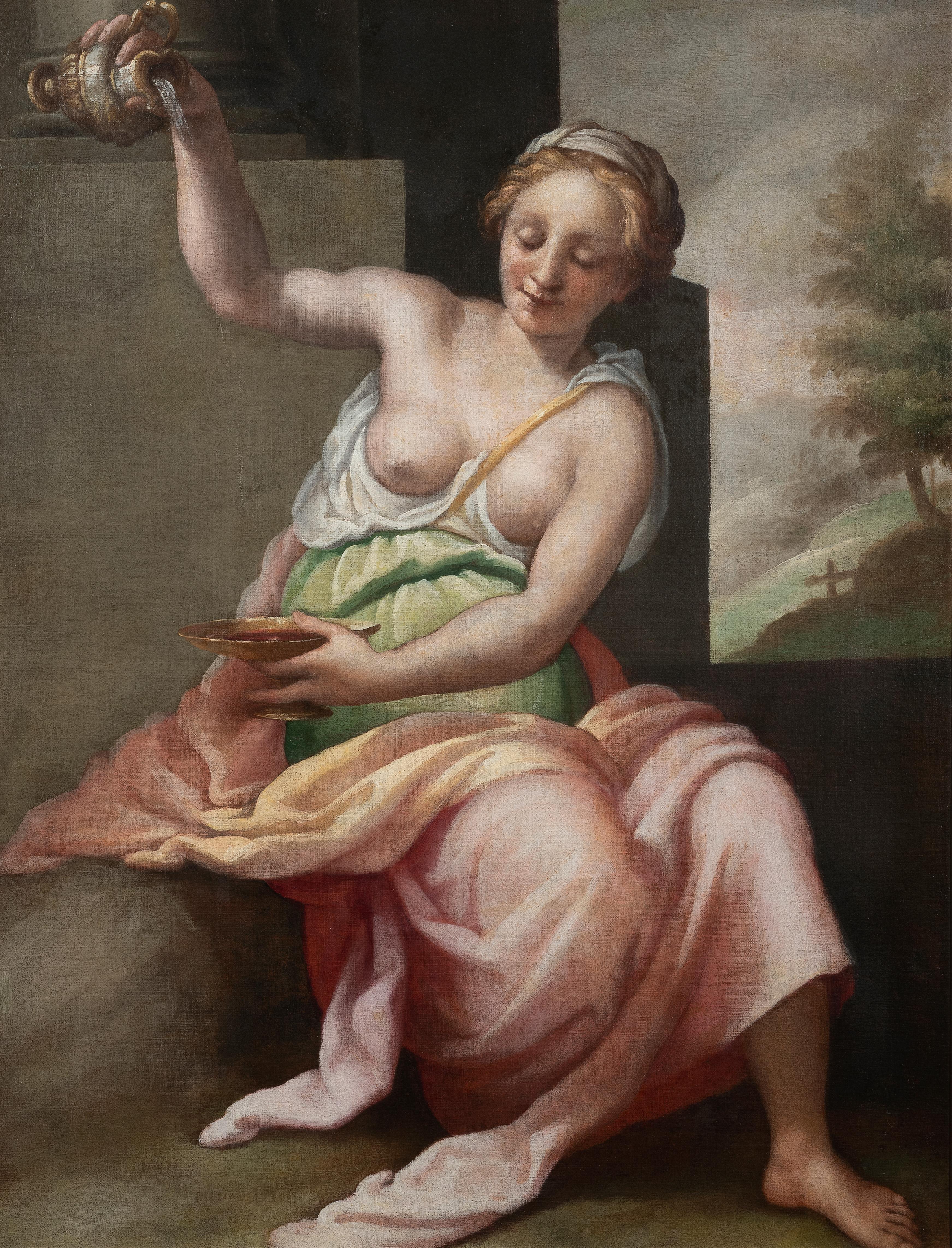 Tardo XVI secolo di Jacopo da Empoli Temperance Olio su tela in vendita 1