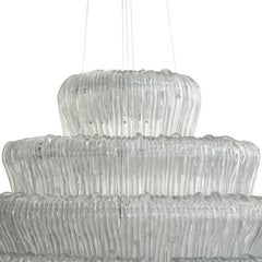 Contemporary Rare Sculptural Italian Clear White Suspension Lamp - Kronleuchter