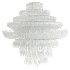Contemporary Rare Sculptural Italian Clear White Suspension Lamp - Chandelier