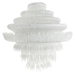 Contemporary Rare Sculptural Italian Clear White Suspension Lamp - Chandelier 