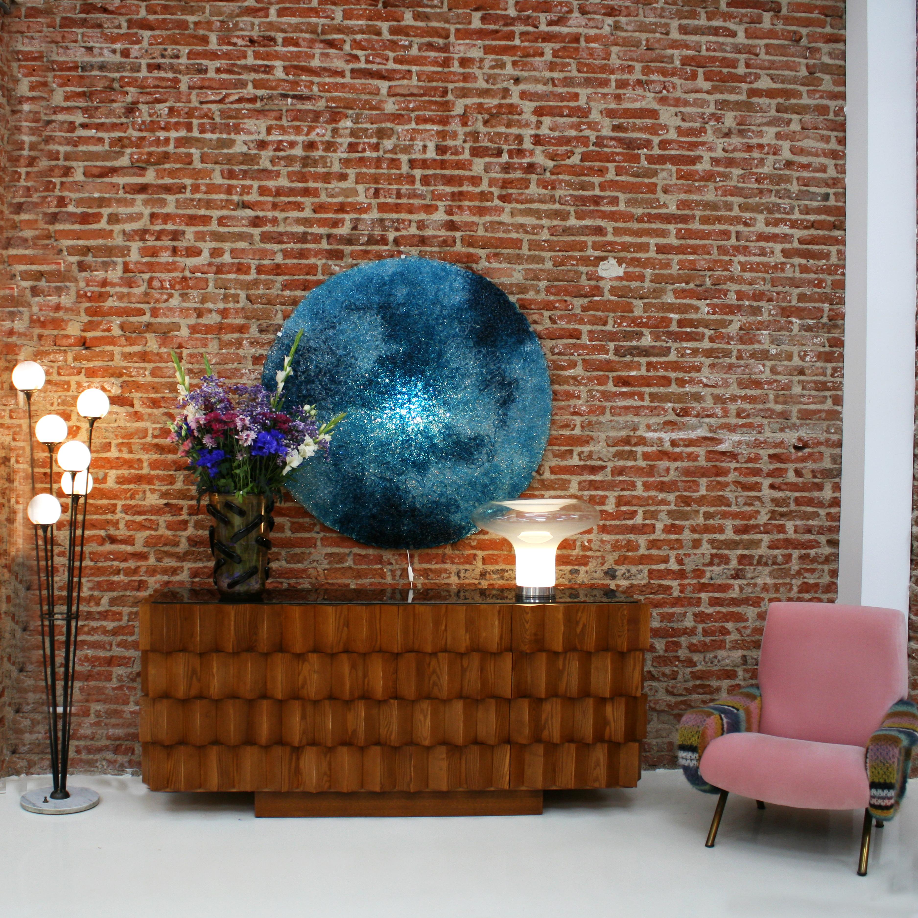 Hand-Crafted Jacopo Foggini Contemporary Modern Circular Blue Polycarbonate Italian Wall Ligh For Sale