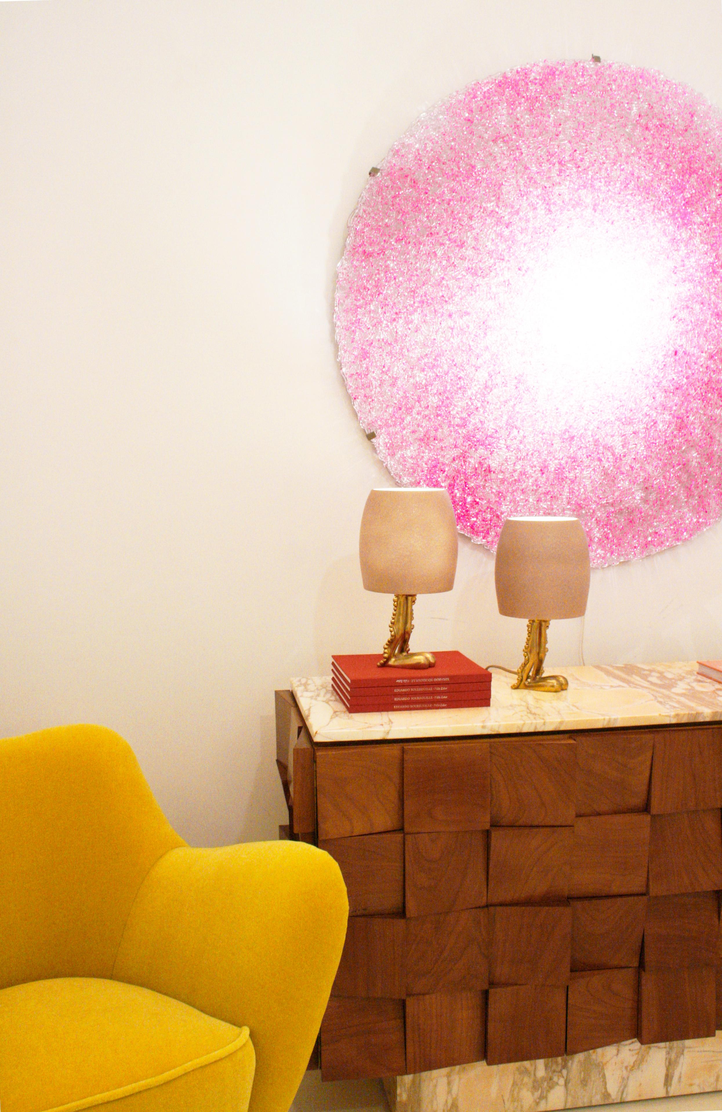 Jacopo Foggini Contemporary Modern Circular Pink Polycarbonate Italian Wall Lamp For Sale 6