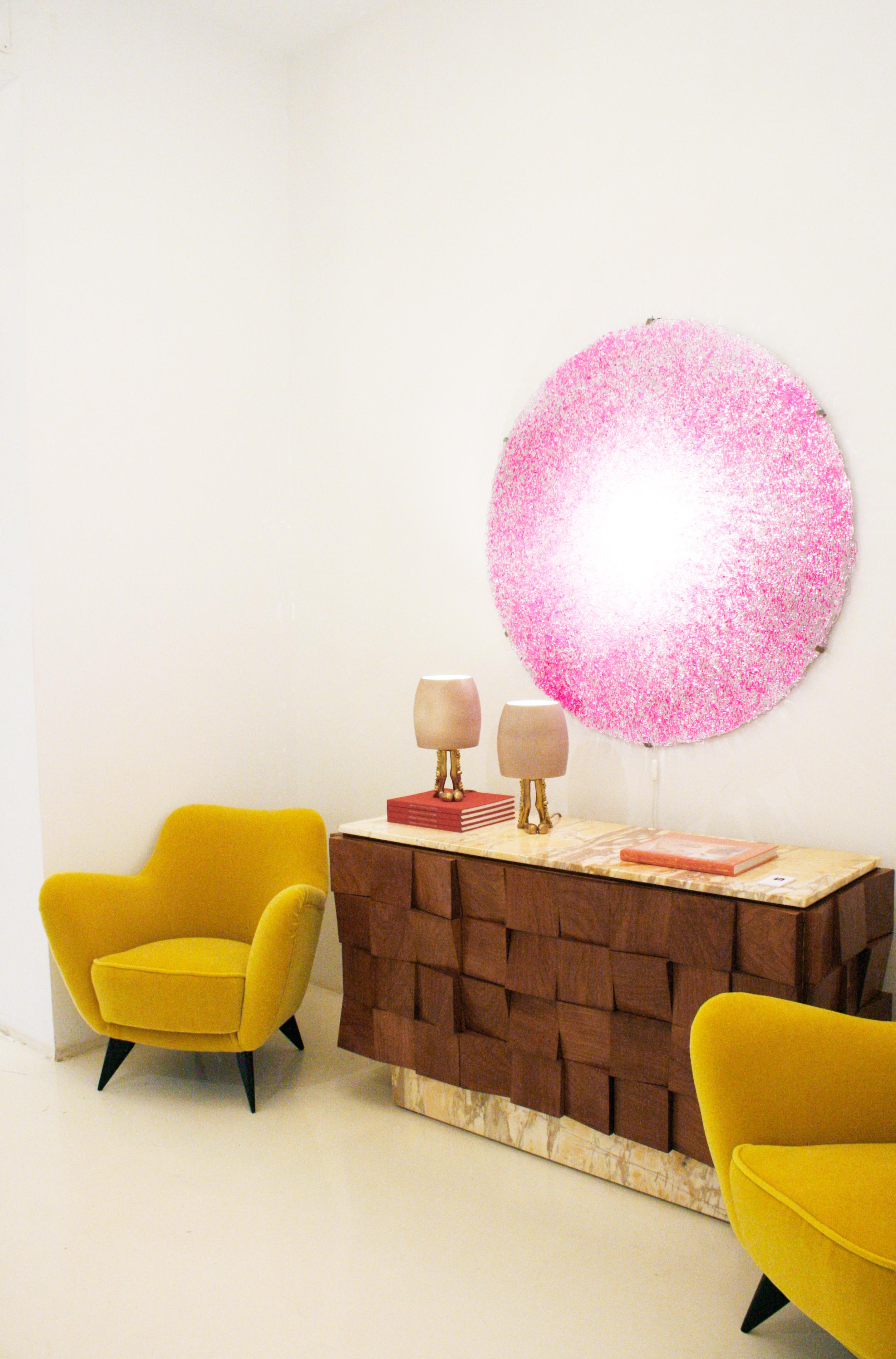 Jacopo Foggini Contemporary Modern Circular Pink Polycarbonate Italian Wall Lamp For Sale 7