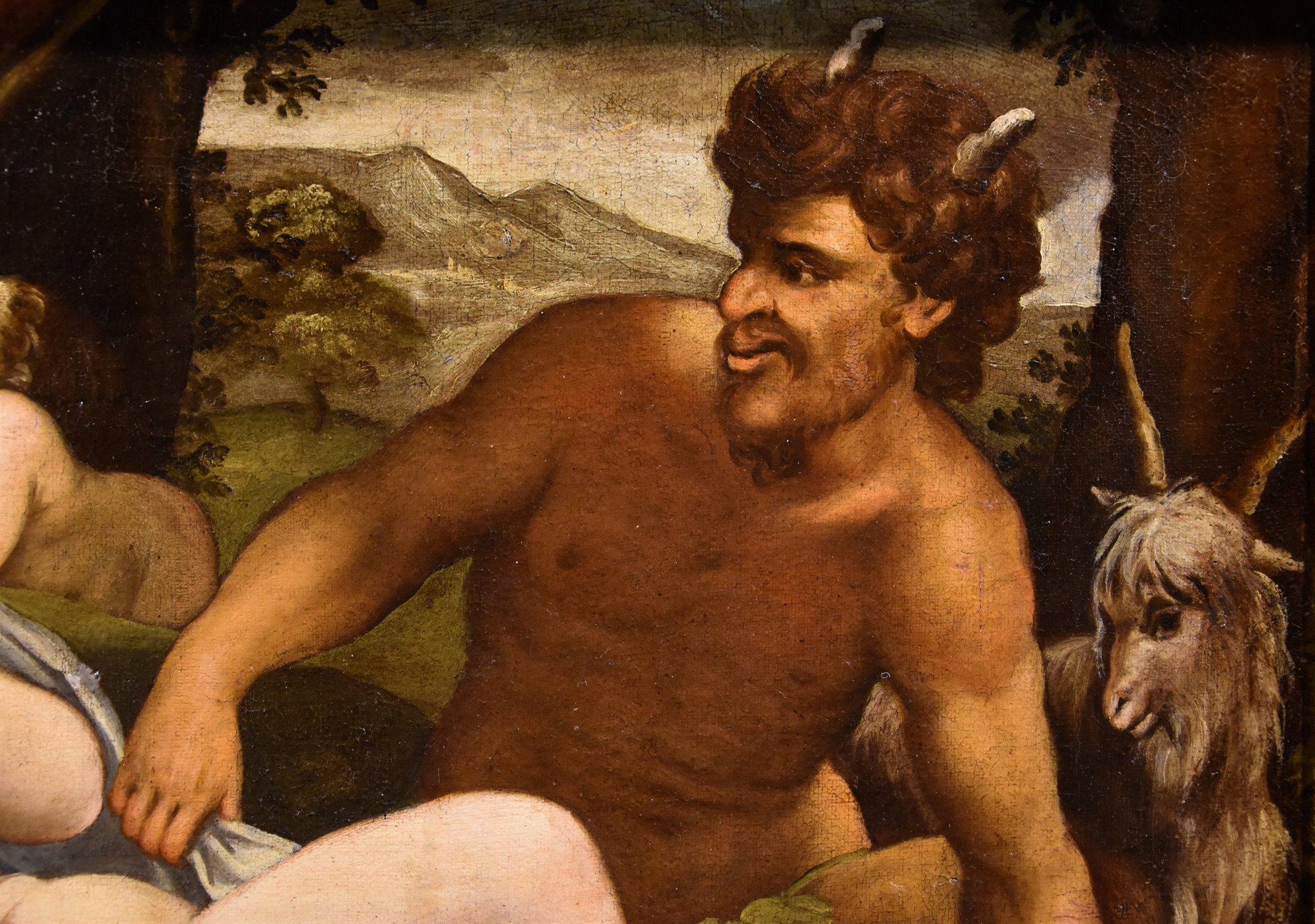 Venus Cupid Satyr Palma Il Giovane Paint Oil on canvas 17th Century Old master 6