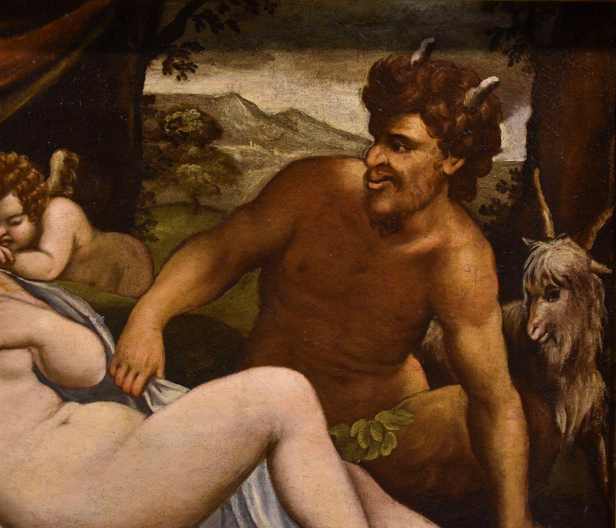 Venus Cupid Satyr Palma Il Giovane Paint Oil on canvas 17th Century Old master 4