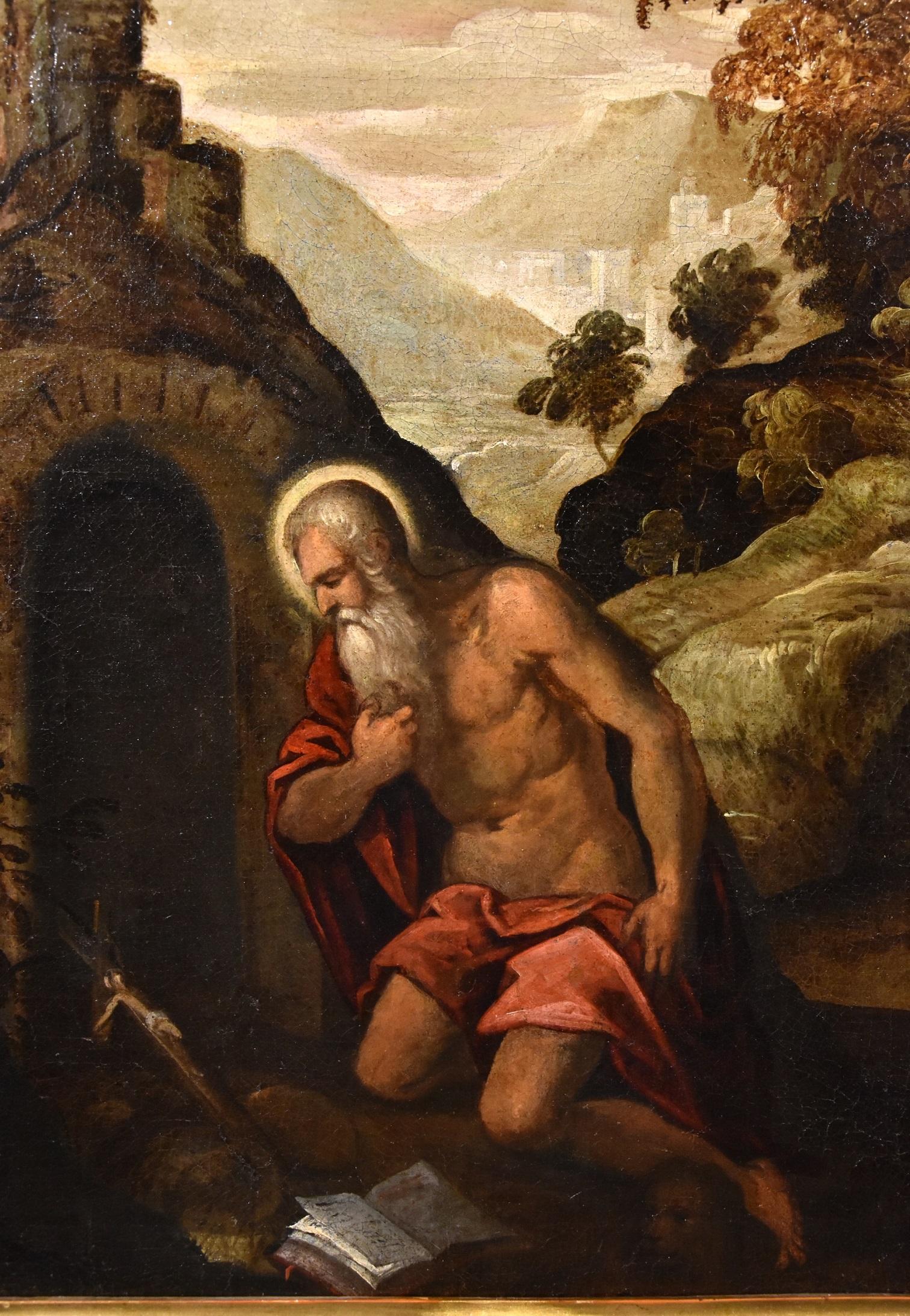 Saint Jerome Venetian School Paint Oil on canvas Old master 16/17th Century Art For Sale 6