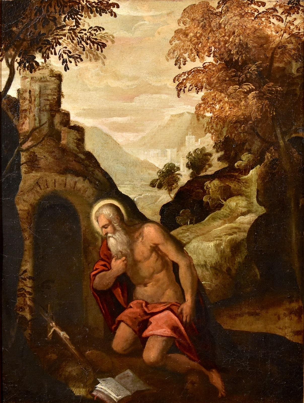 Saint Jerome Venetian School Paint Oil on canvas Old master 16/17th Century Art - Painting by Jacopo Negretti, known as Palma the Younger (Venice 1544 - 1628)