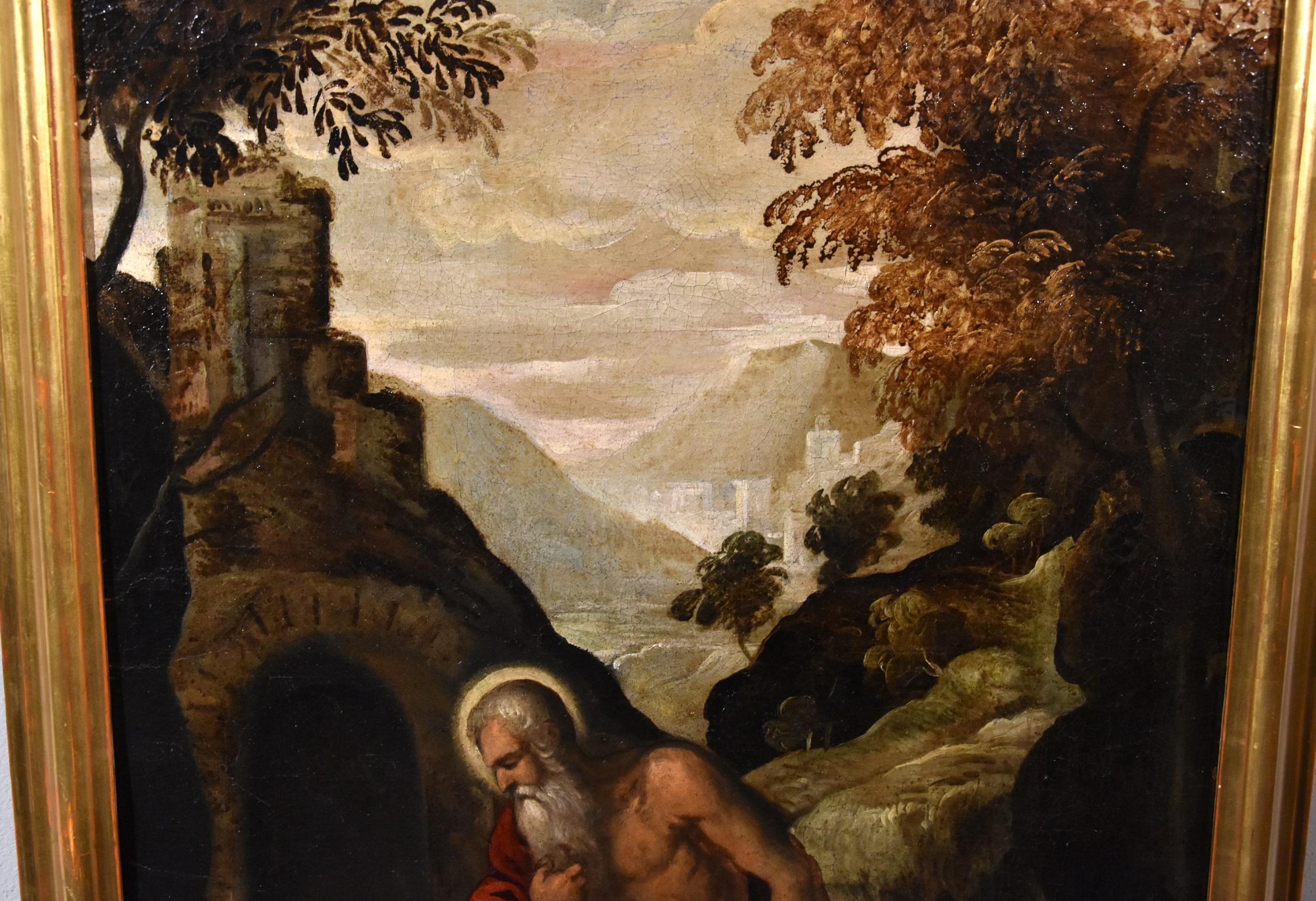 Saint Jerome Venetian School Paint Oil on canvas Old master 16/17th Century Art For Sale 1