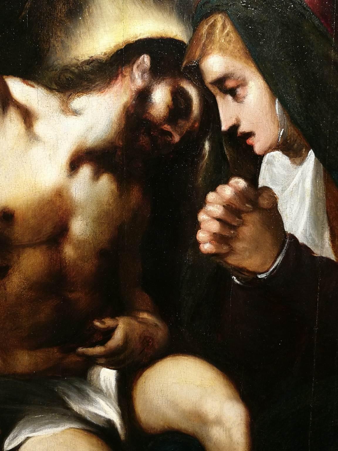 Dipinto religioso cristiano manierista Venezia del XVII secolo con cornice - Painting de Jacopo Palma il Giovane (circle of)