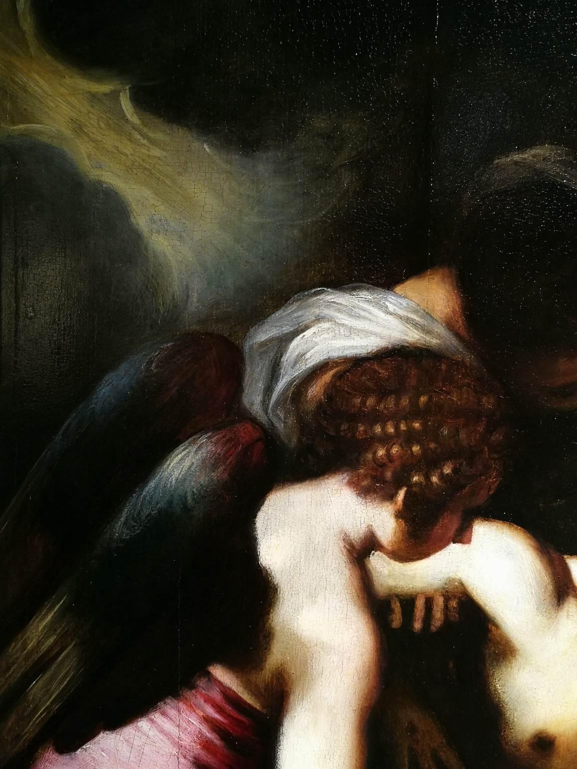 Dipinto religioso cristiano manierista Venezia del XVII secolo con cornice en venta 1