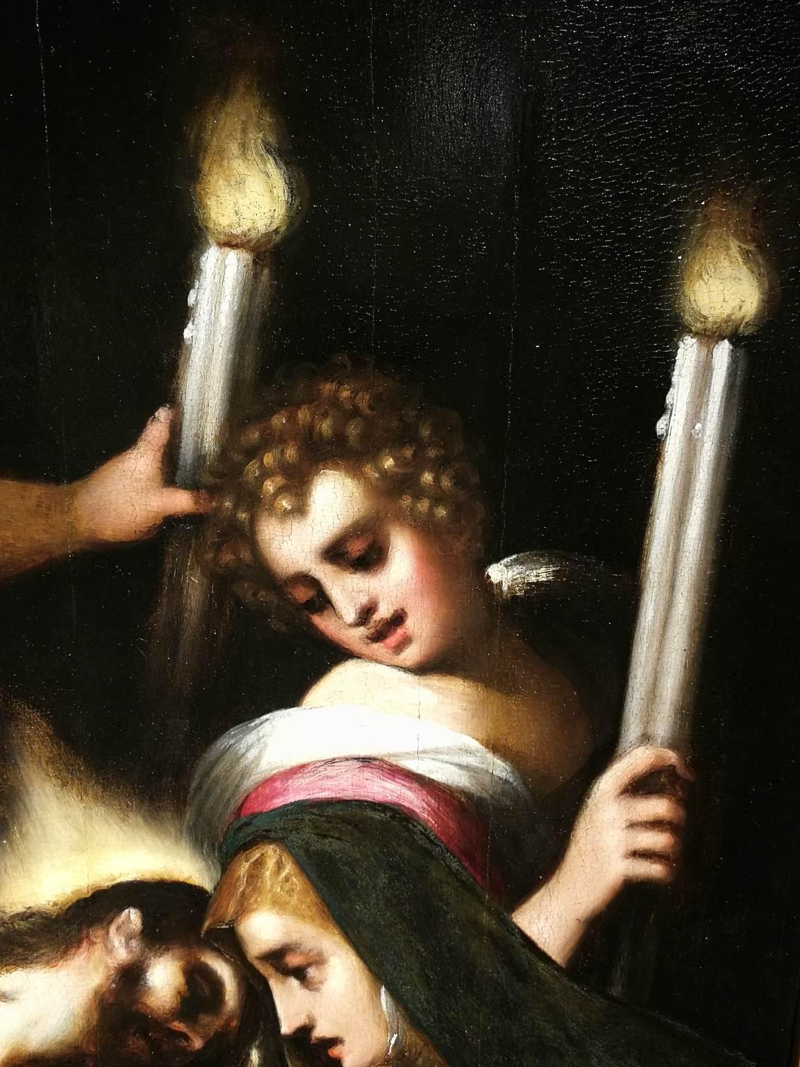 Dipinto religioso cristiano manierista Venezia del XVII secolo con cornice en venta 2