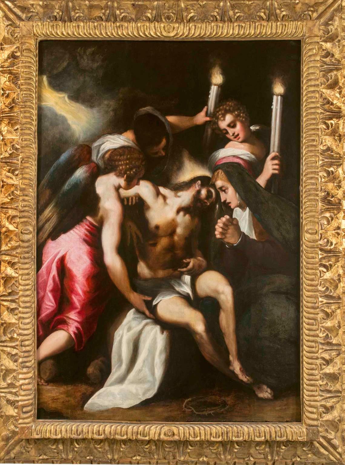 Dipinto religioso cristiano manierista Venezia del XVII secolo con cornice