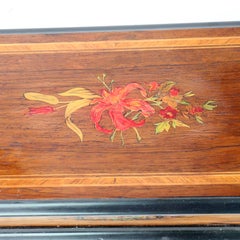 Jacot Swiss Cylinder Banded & Inlaid Ebonized Rosewood Table Top Music Box c1890