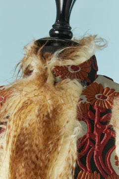 Jacquard and brocade vest with faux fur edge LA DOUBLE J