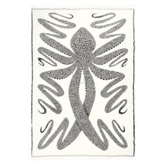 Coperta jacquard Octopus in bianco e nero