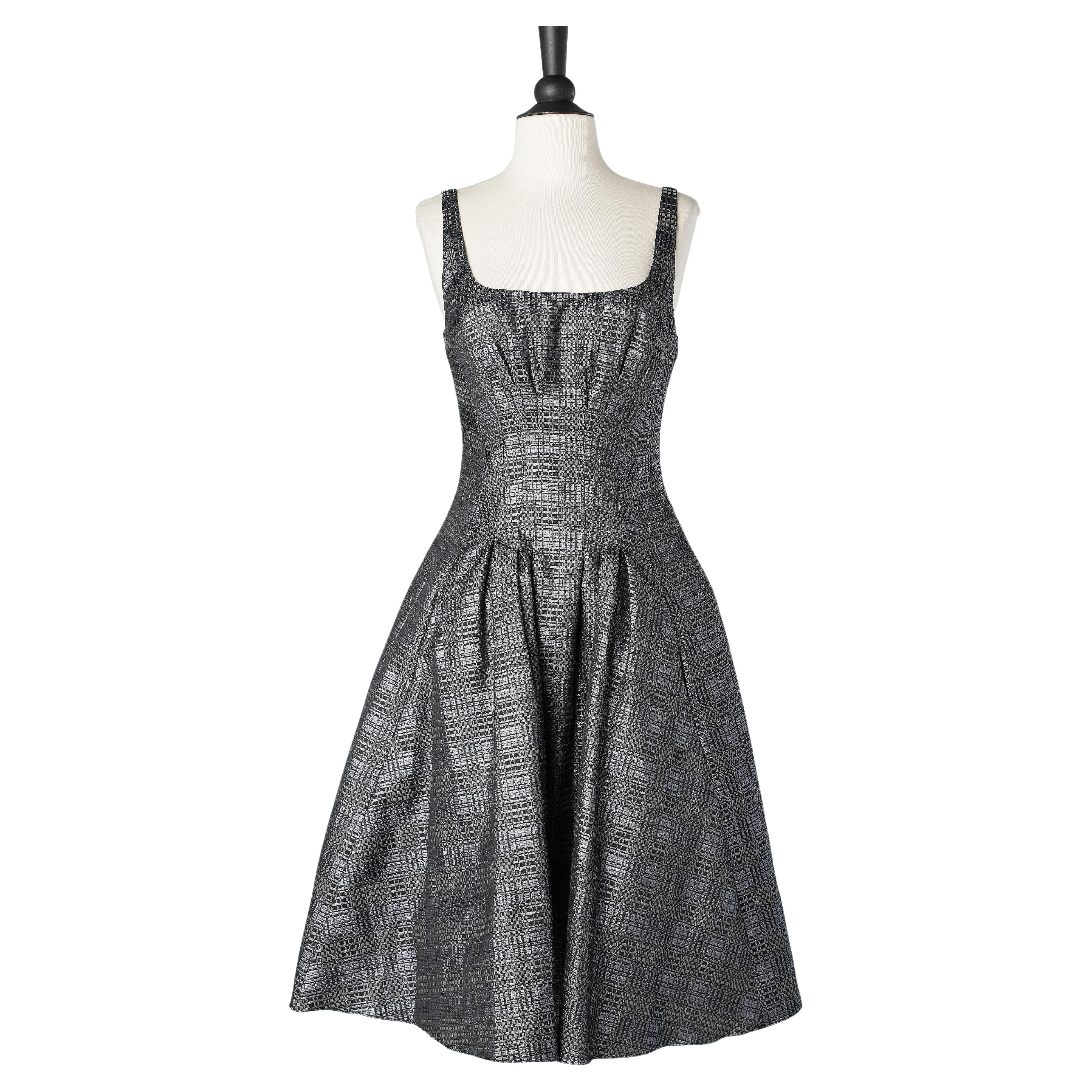 Jacquard cocktail dress with tulle and taffetas petticoat Bill Blass New -York For Sale