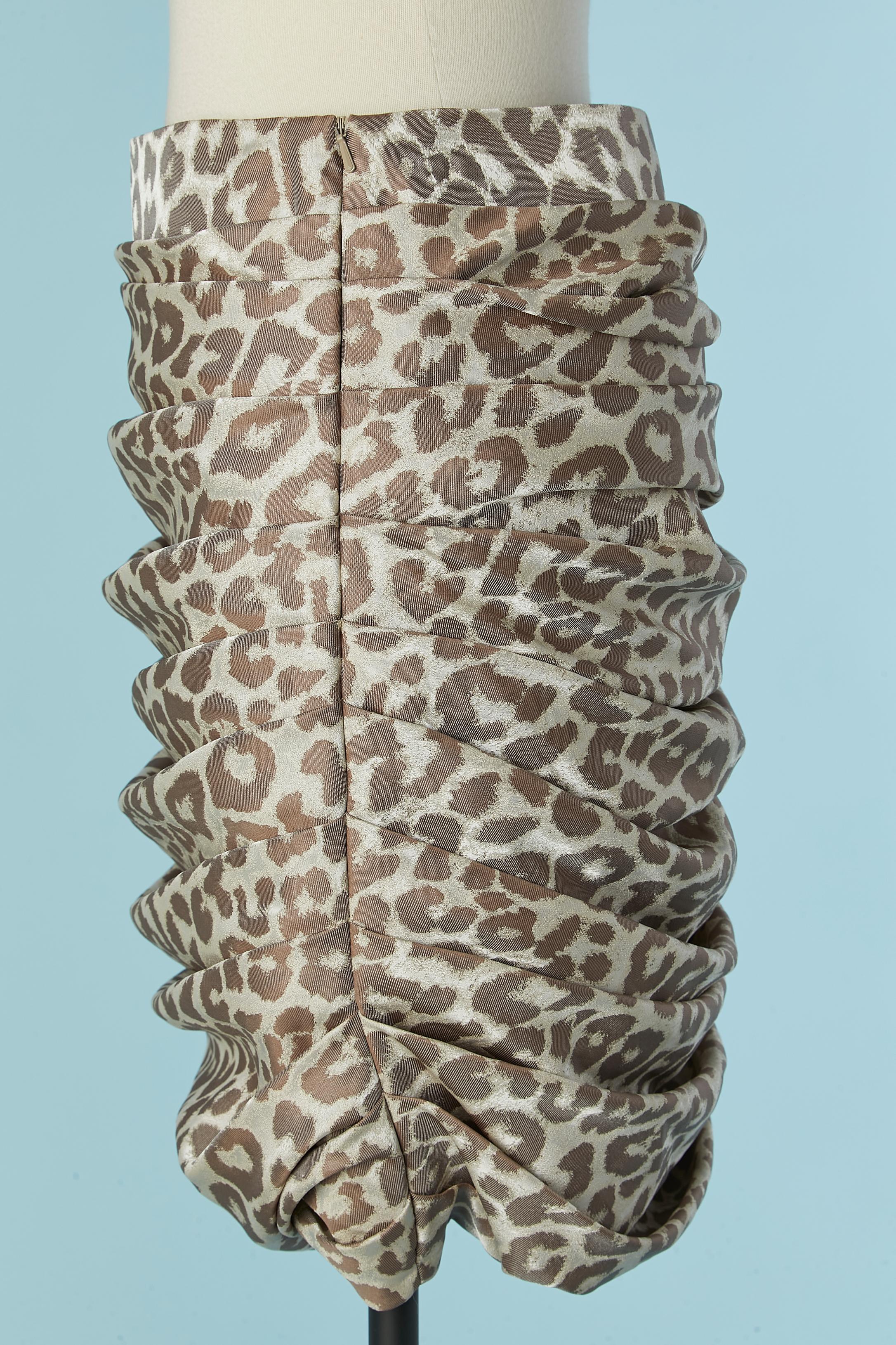 Marron Jupe drapée en jacquard à motif léopard ANNE FONTAINE en vente