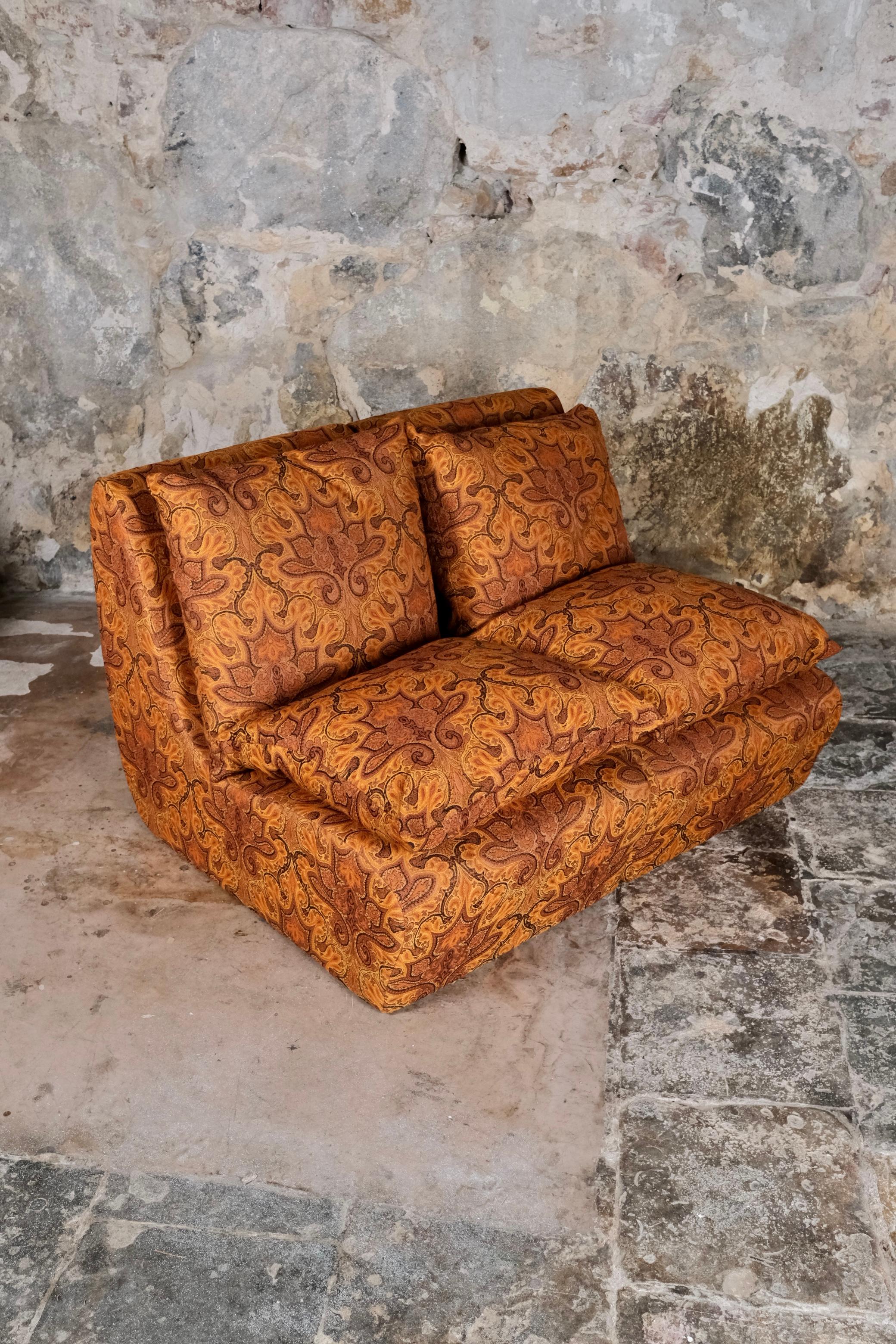 Jacquard fabric armchair x4 made by Burov, France, 1969 For Sale 7