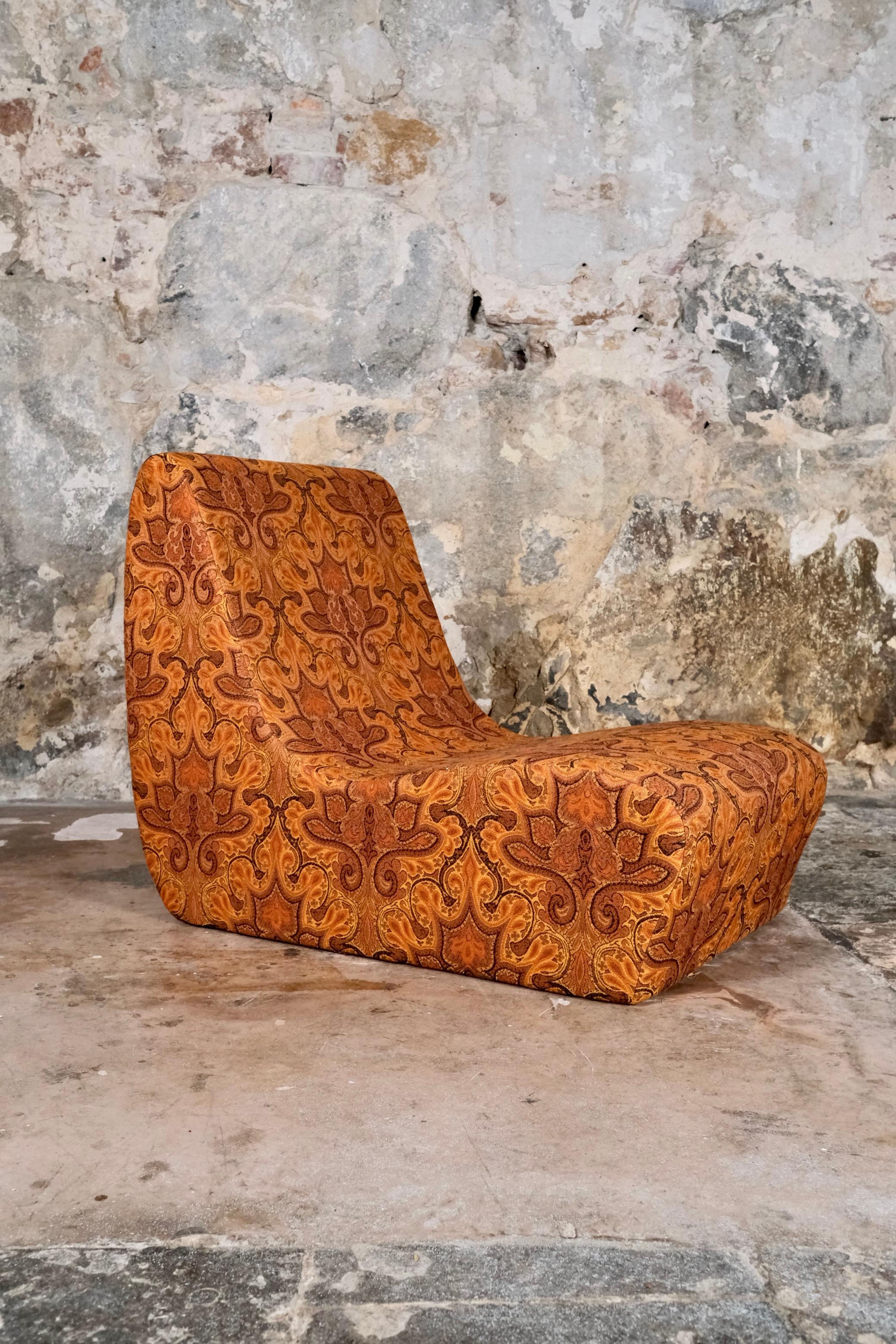 Jacquard fabric armchair x4 made by Burov, France, 1969 For Sale 1