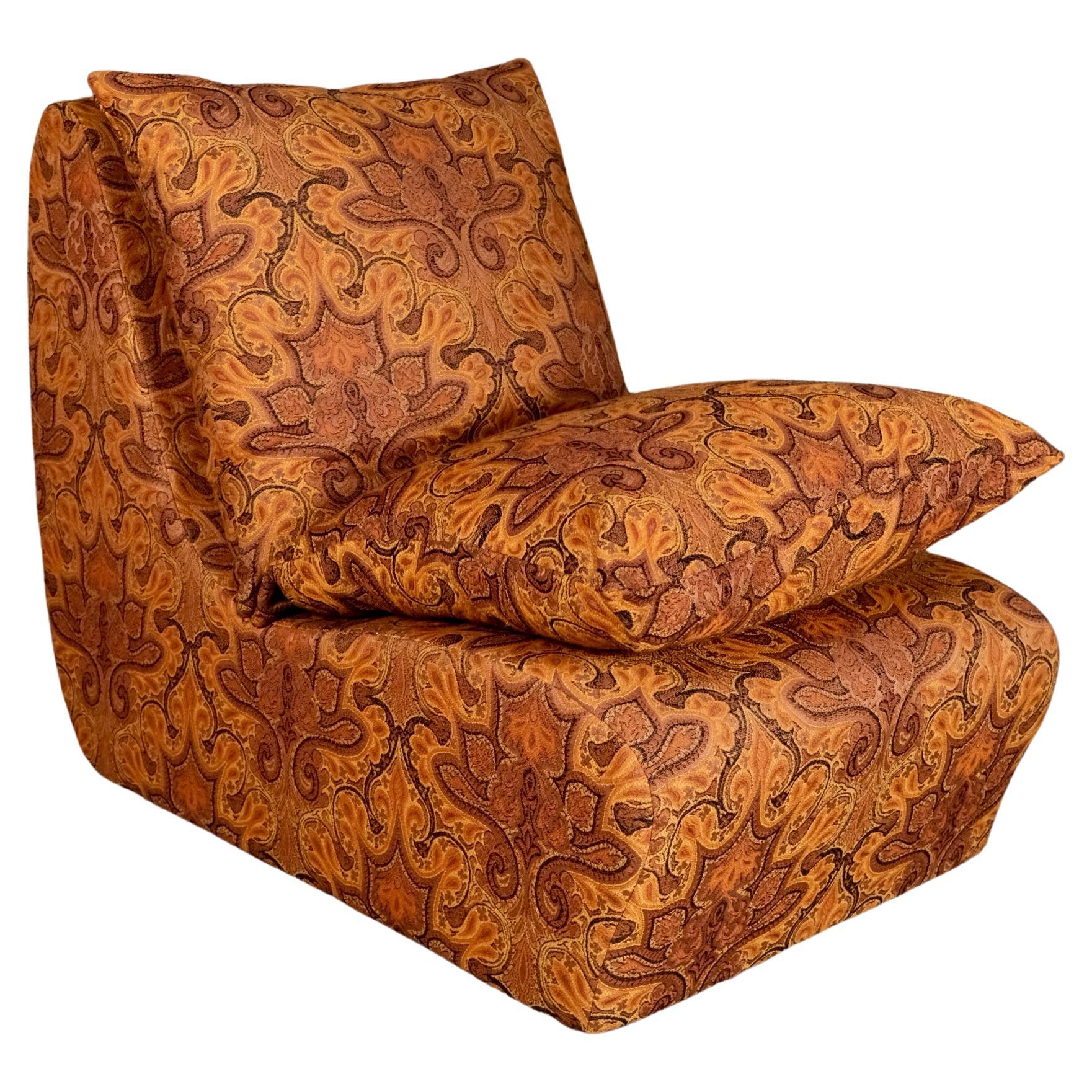 Jacquard fabric armchair x4 made by Burov, France, 1969 For Sale