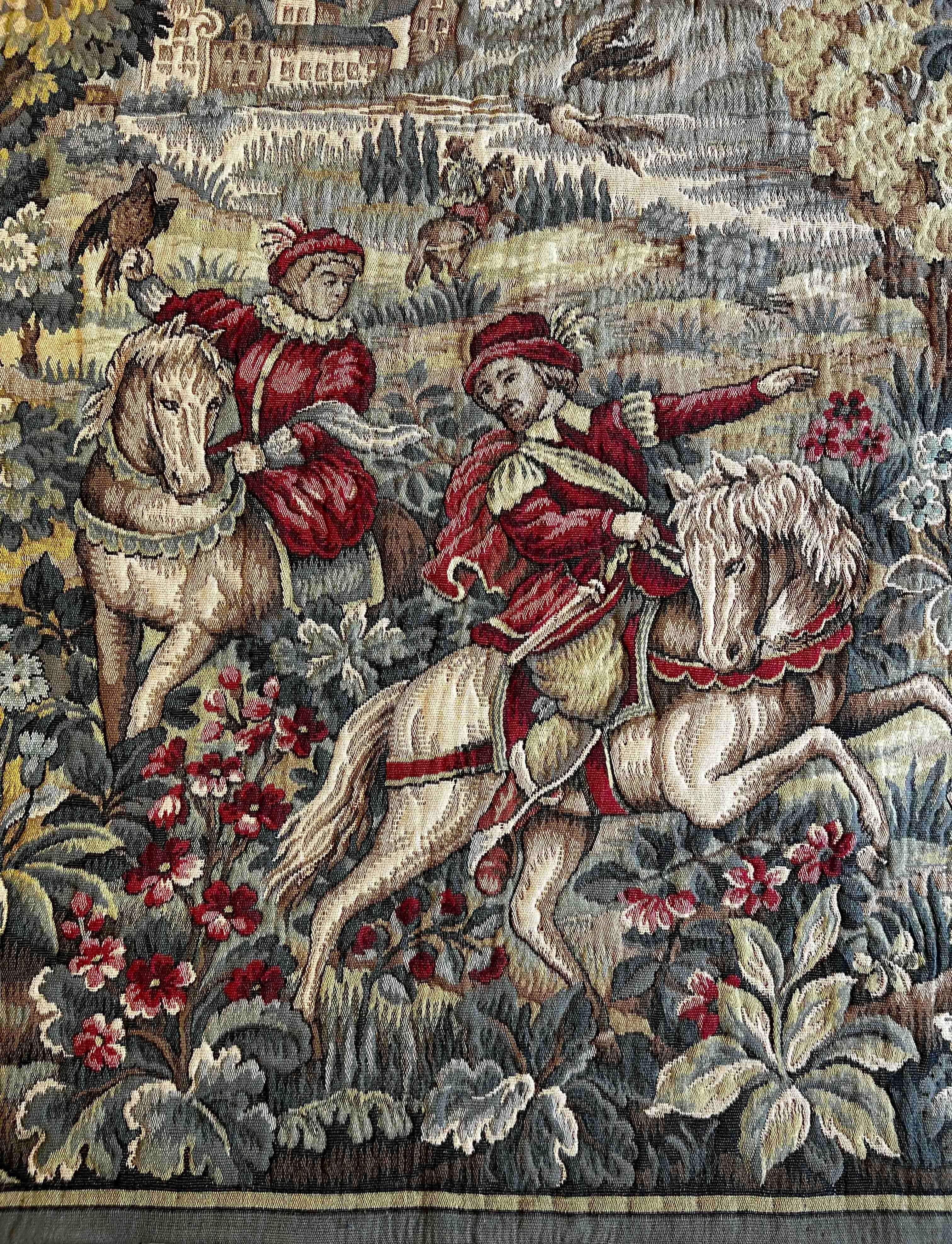 Machine-Made Jacquard French Tapestry - Bird Hunting - Circa 1950, 1m76x1m30 - No. 1216 For Sale
