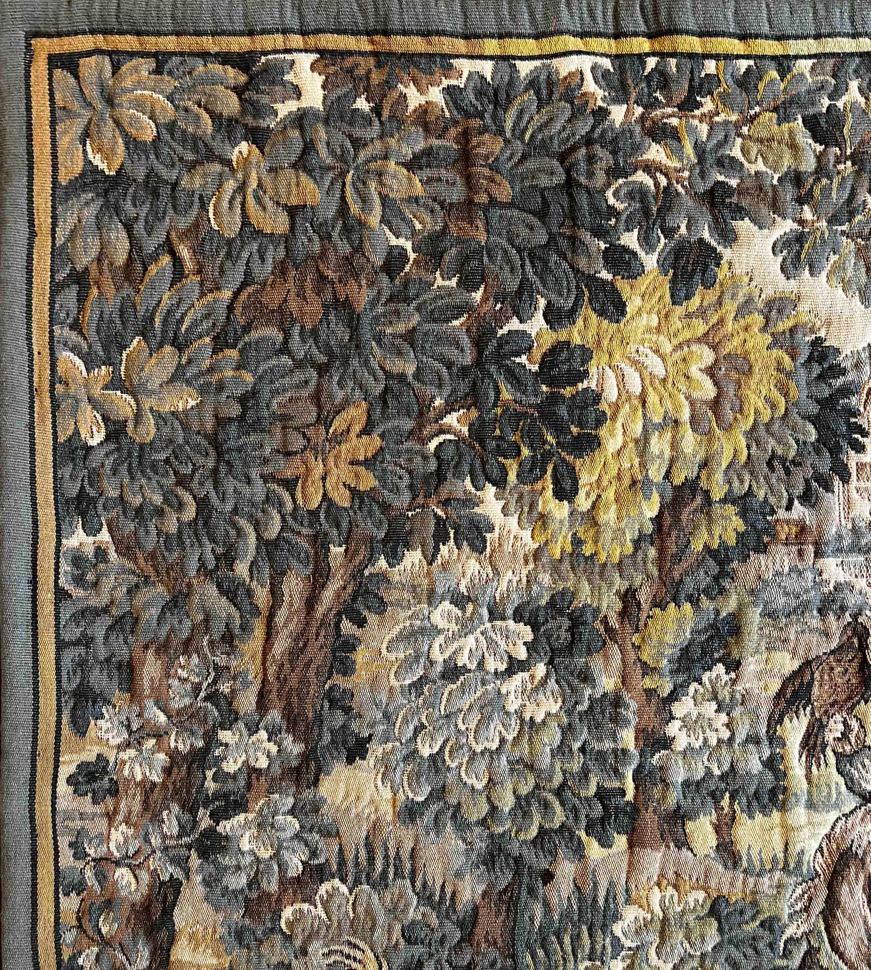 Mid-20th Century Jacquard French Tapestry - Bird Hunting - Circa 1950, 1m76x1m30 - No. 1216 For Sale