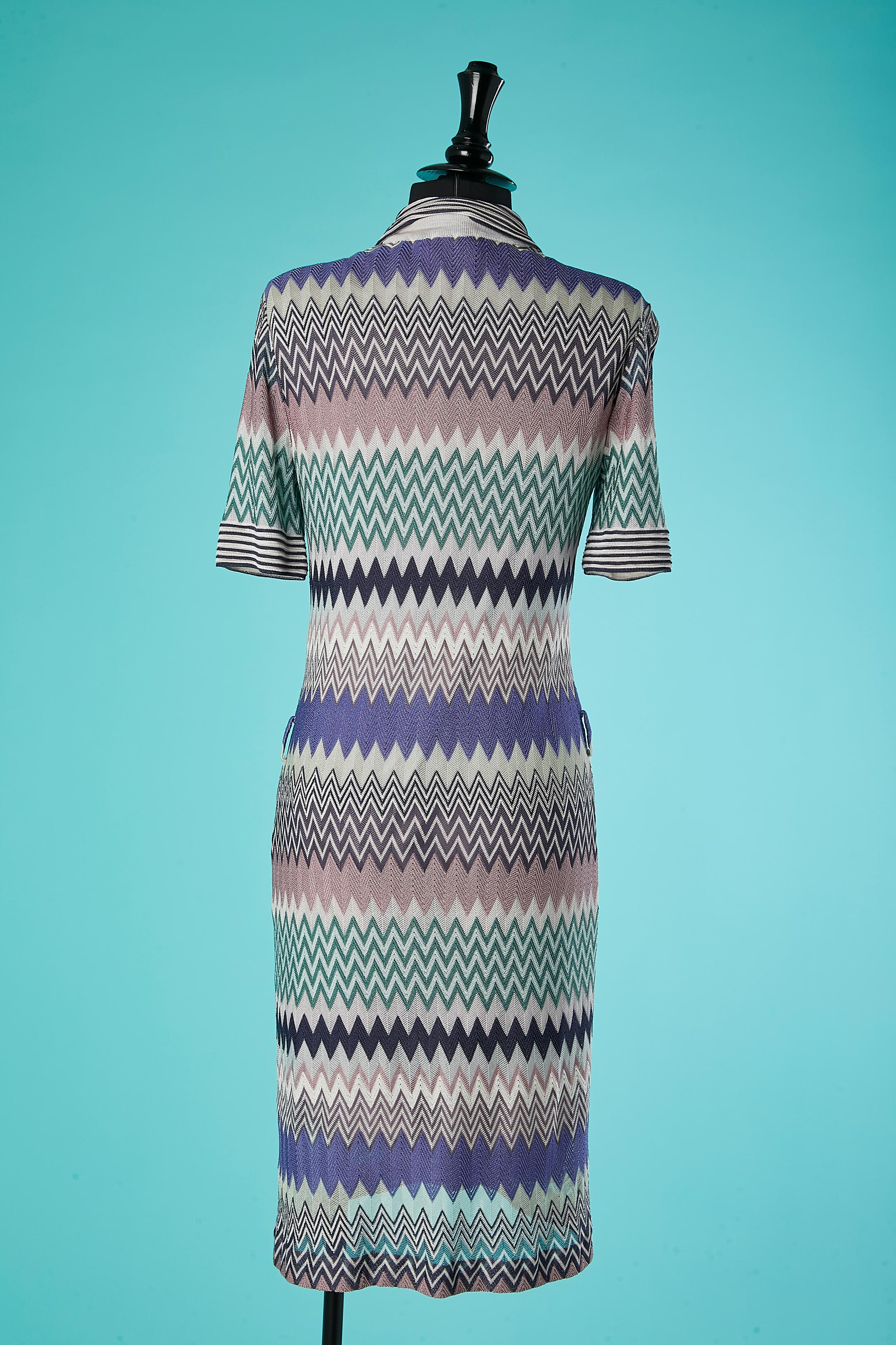 Jacquard knit day dress with graphic pattern Missoni For Sale 1