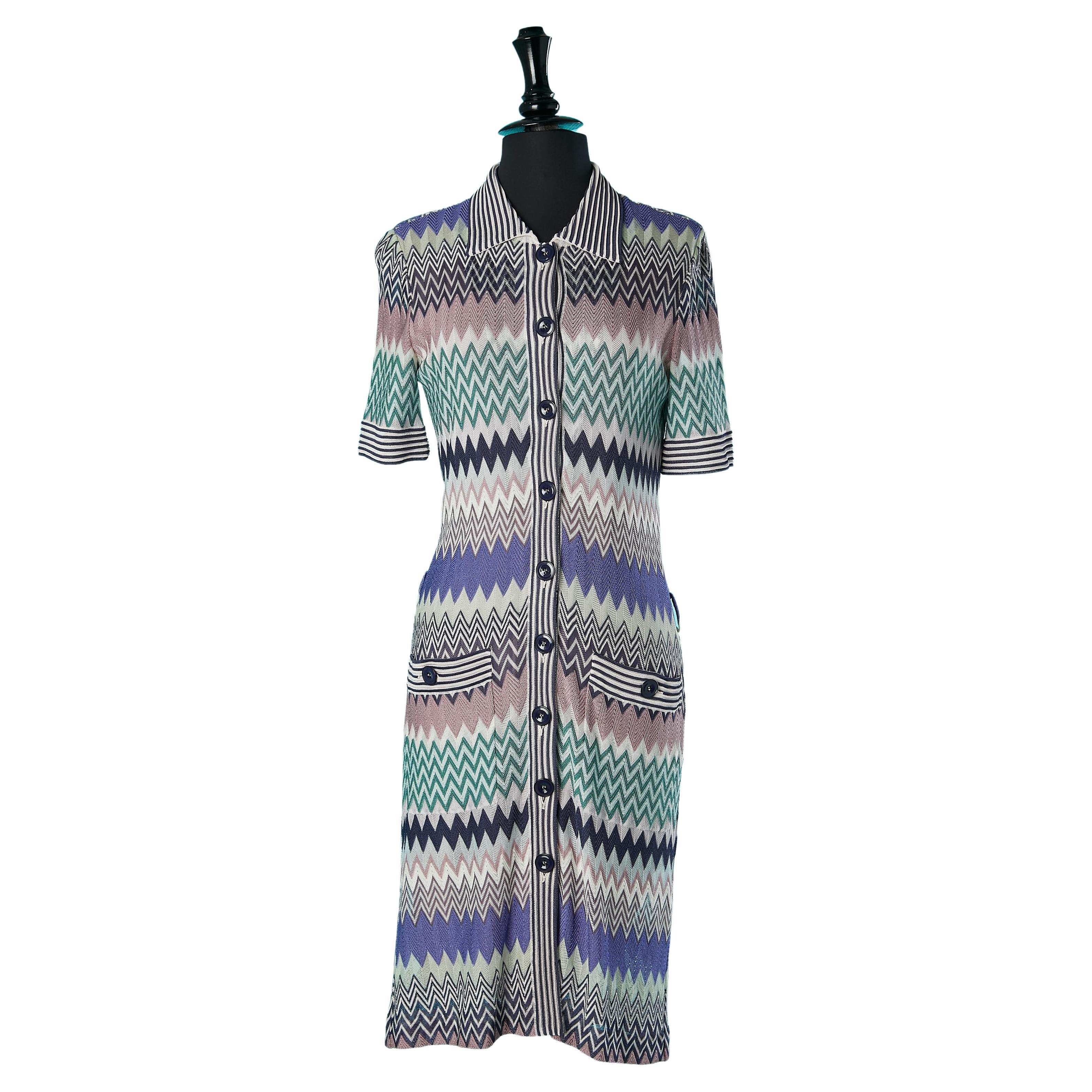 Jacquard knit day dress with graphic pattern Missoni  For Sale