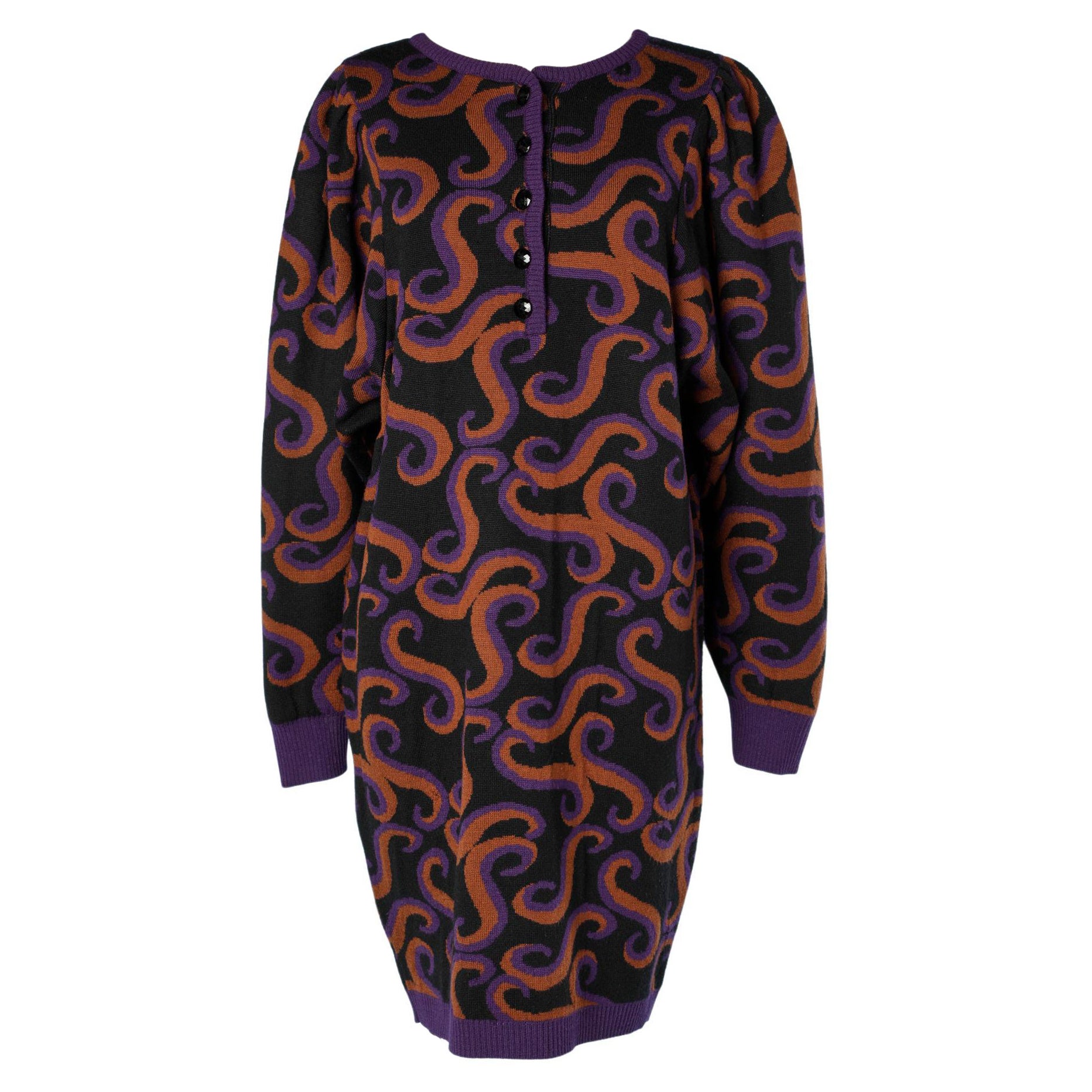 Robe en maille jacquard Yves Saint Laurent Rive Gauche en vente