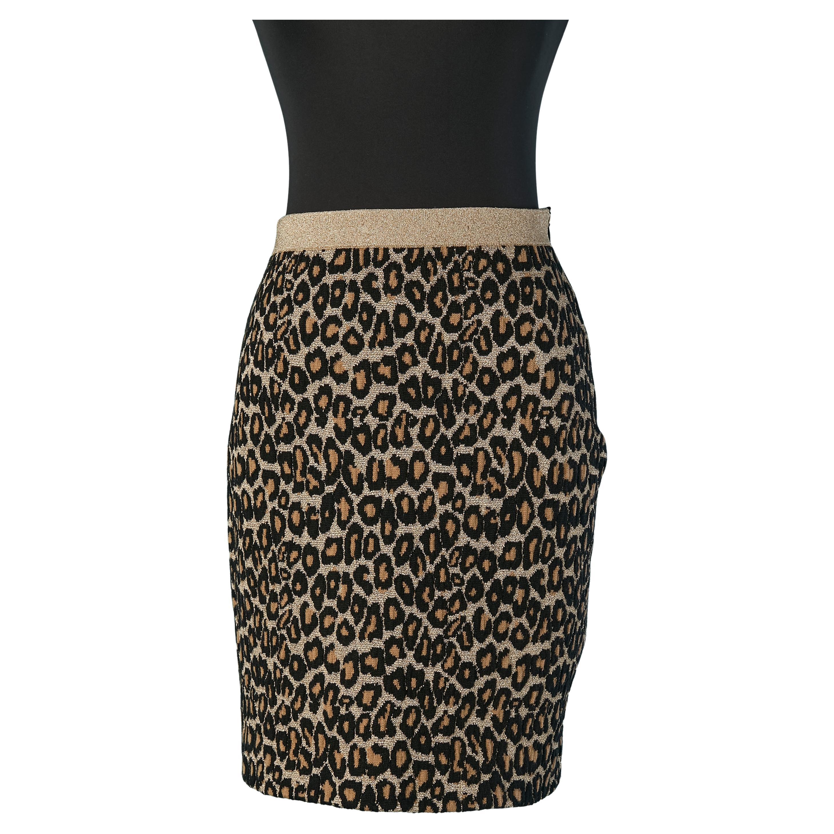 Jacquard knit skirt with leopard pattern MIU-MIU