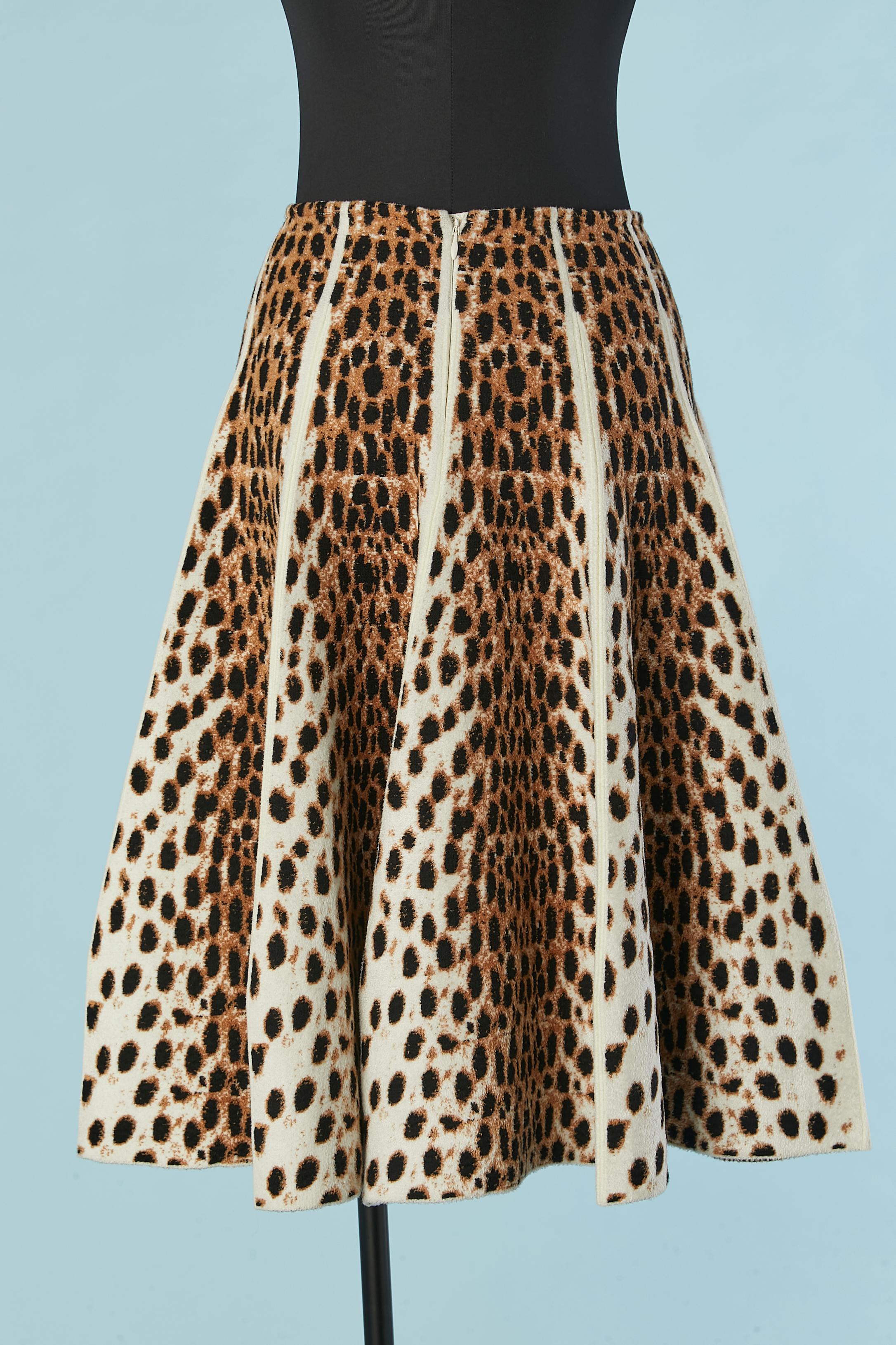 Jacquard knit velvet leopard jacquard flare skirt AlaÏa For Sale 1