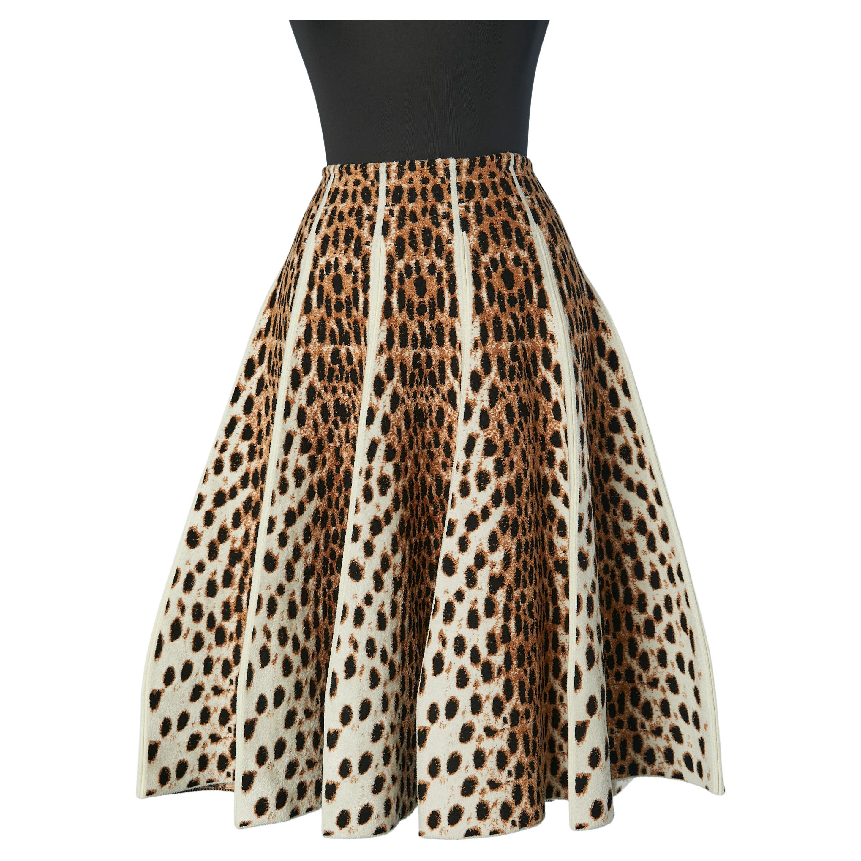 Jacquard knit velvet leopard jacquard flare skirt AlaÏa For Sale