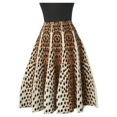 Jacquard knit velvet leopard jacquard flare skirt AlaÏa 