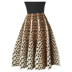 Falda acampanada de punto jacquard terciopelo leopardo AlaÏa