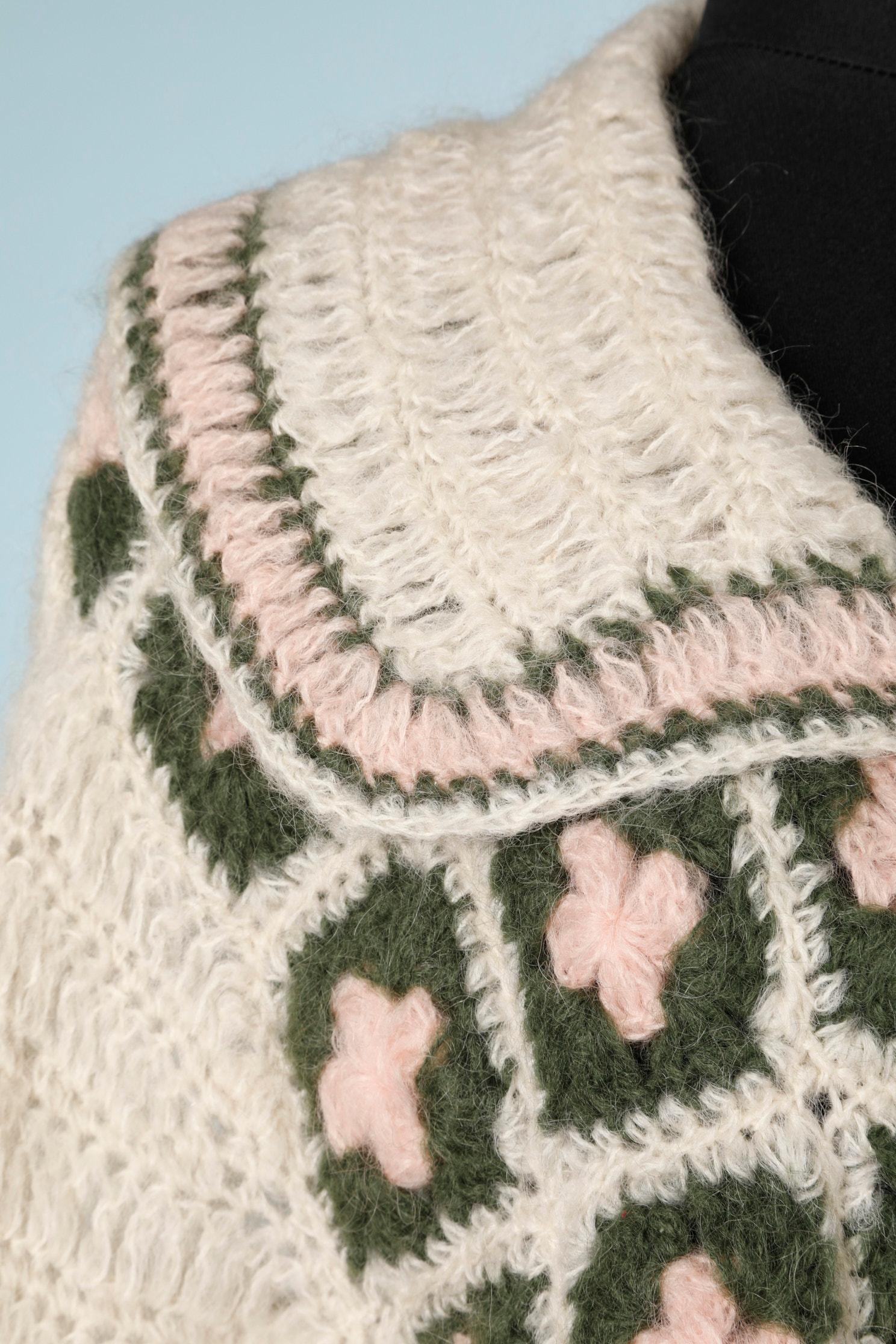 Jacquard-Strickjacke aus Mohair und Wolle Schiaparelli CIRCA 1970er Jahre (Beige) im Angebot