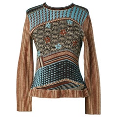 Jacquard pullover with abstract pattern and flowers Kenzo Jungle