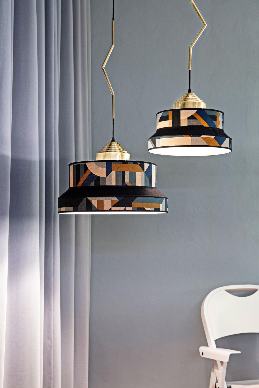 Post-Modern Jacquard Rust Aperitivo Pendant Lamp by Servomuto For Sale